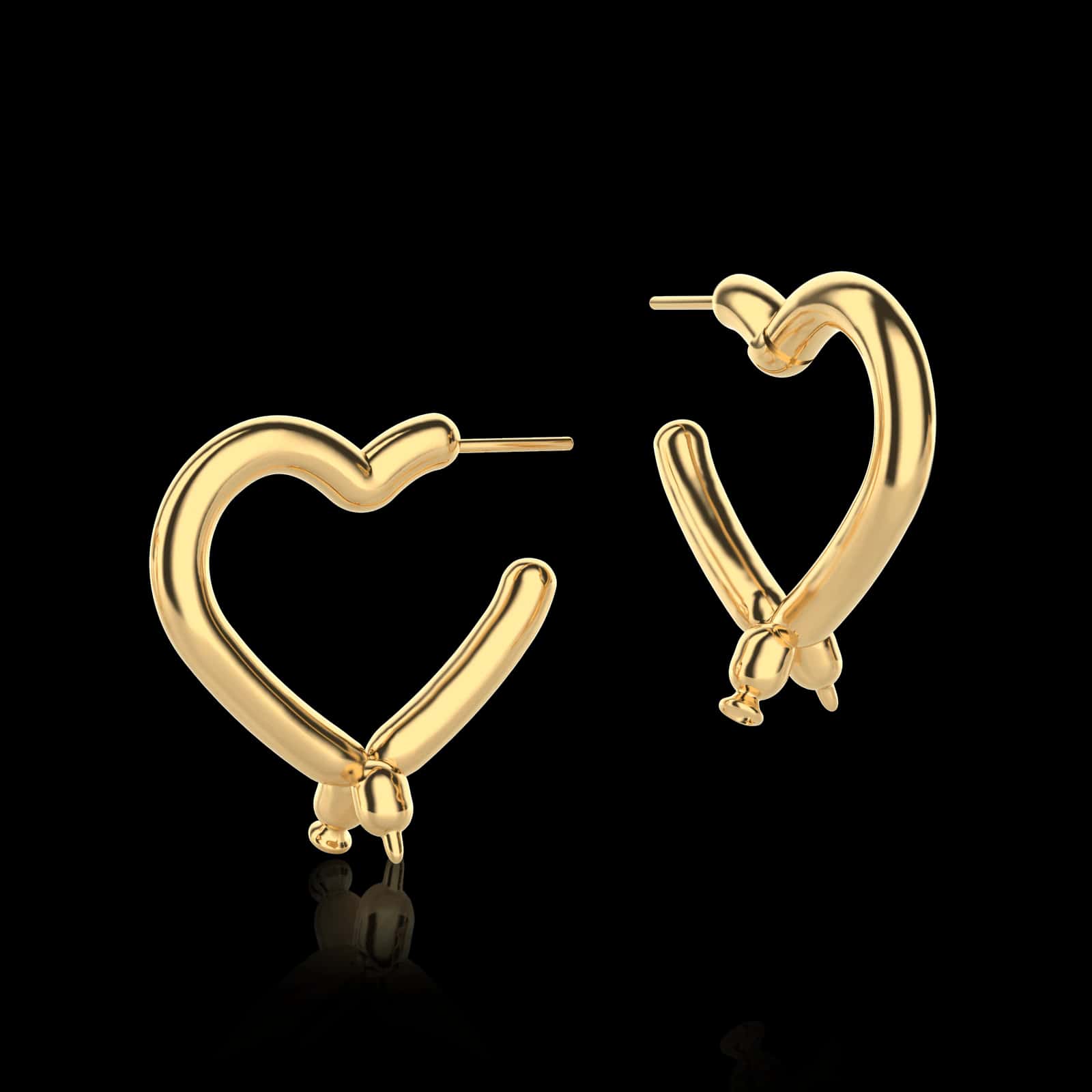 Aretes Latex balloon corazón dorados