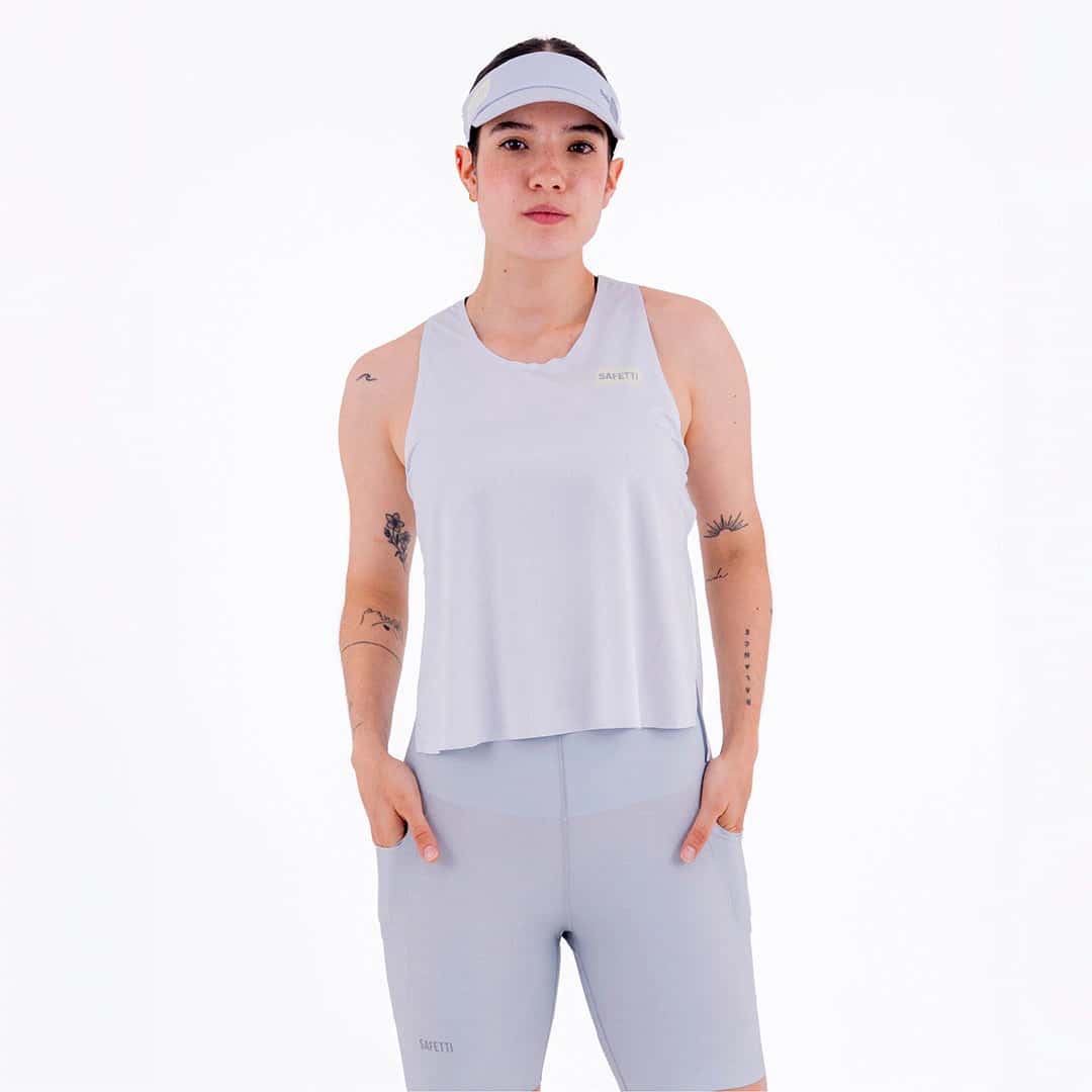 CAMISETA RUNNING MANGA SISA LEVIT GRIS CLARO PARA MUJER - miniatura 1