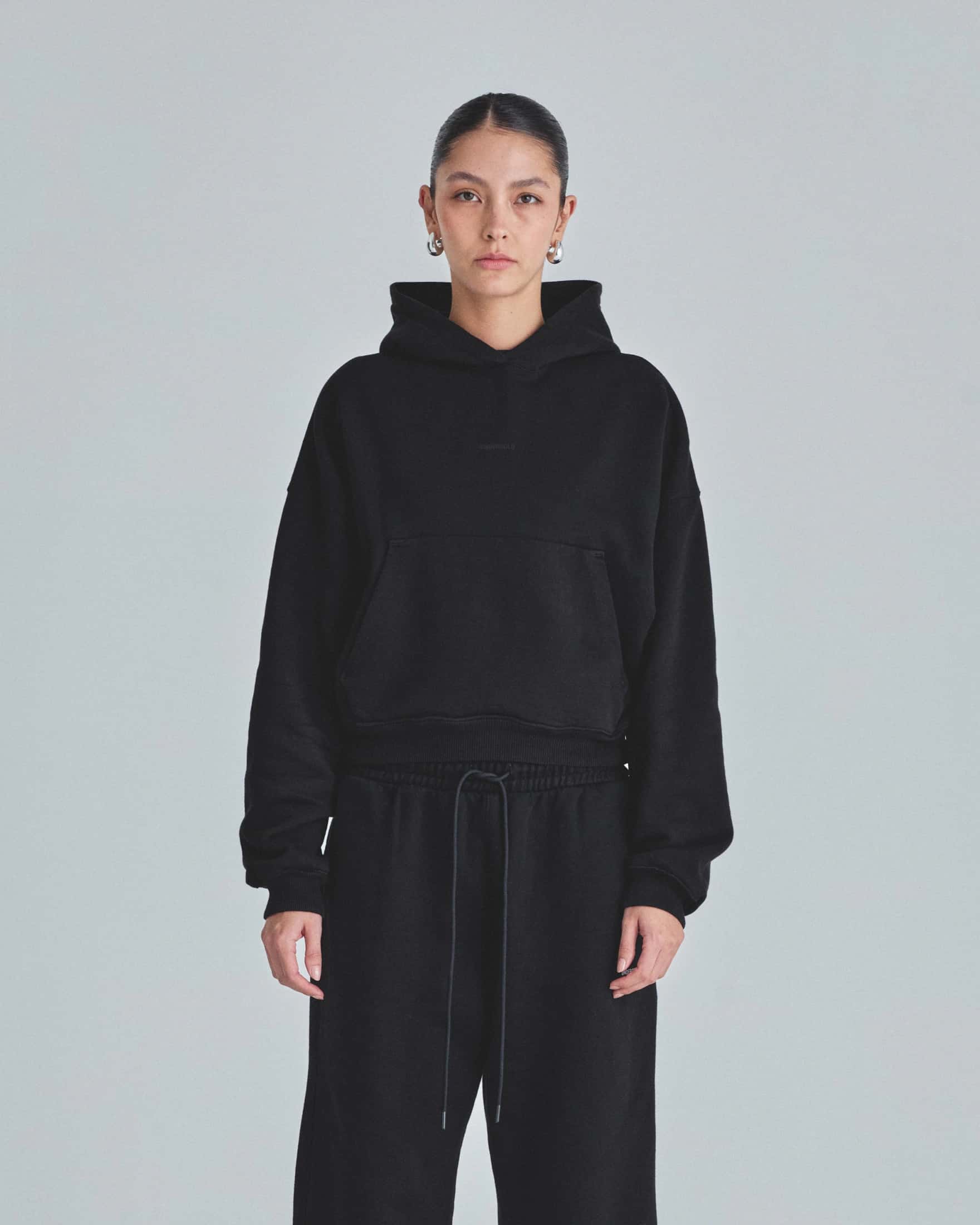 W Line Basic Boxy Fit Hoodie Black - miniatura 2