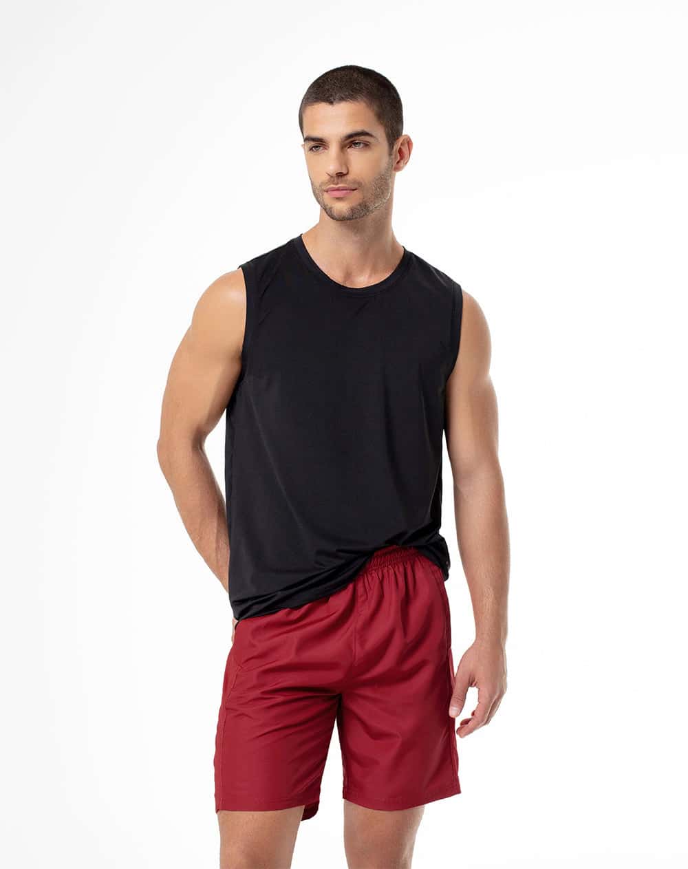 Pantaloneta deportiva secado rápido roja hombre