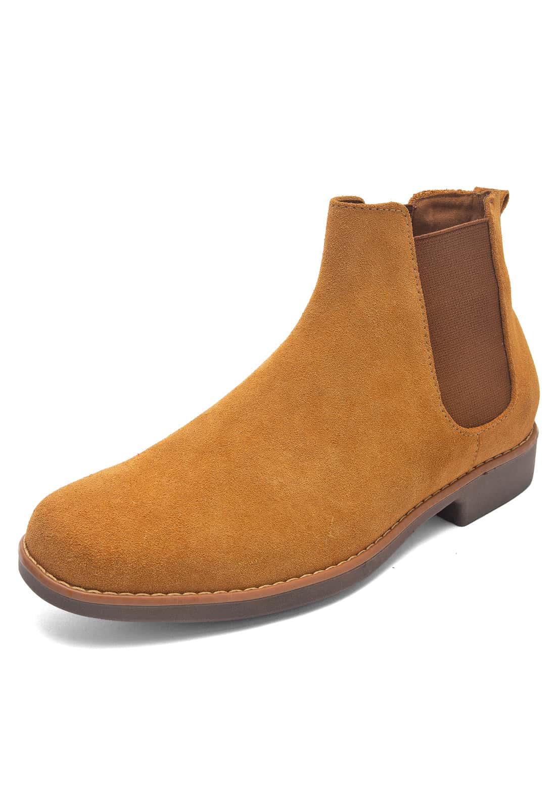 Botines chelsea camel en gamuza.