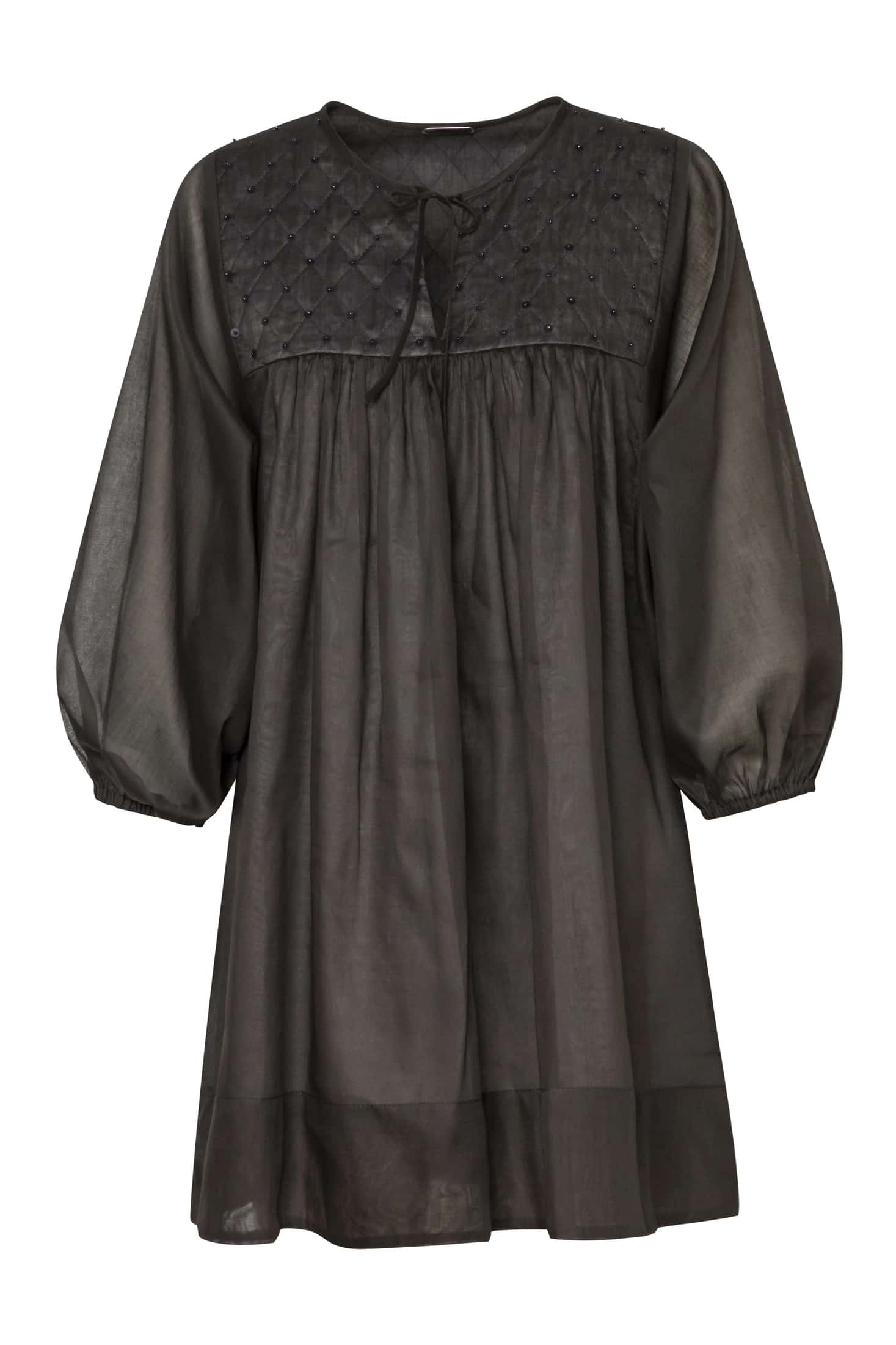 Quilted-Bodice Cotton Voile Mini Dress - miniatura 4