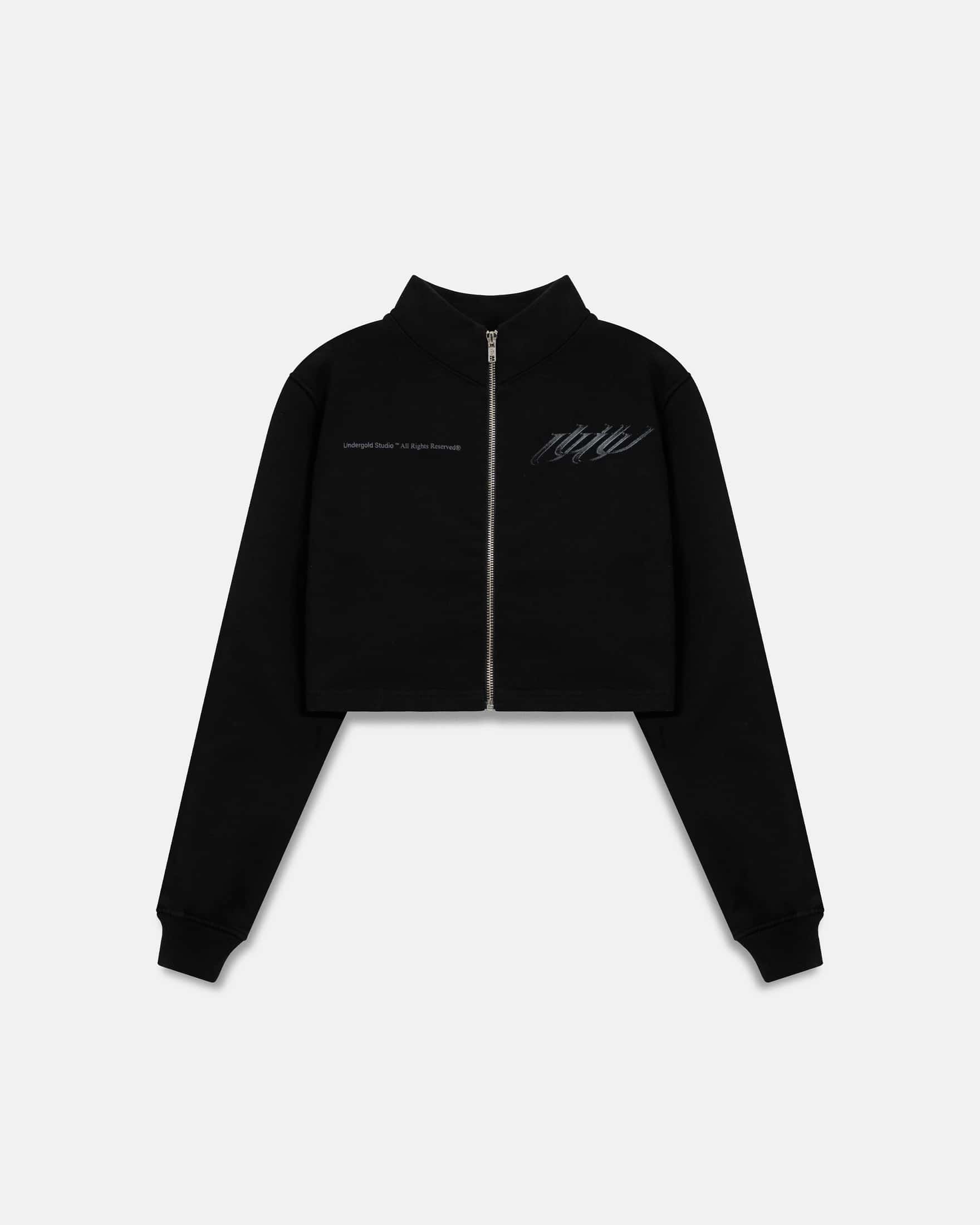 W Spring Unity Zip Up Slim Fit Crewneck Black