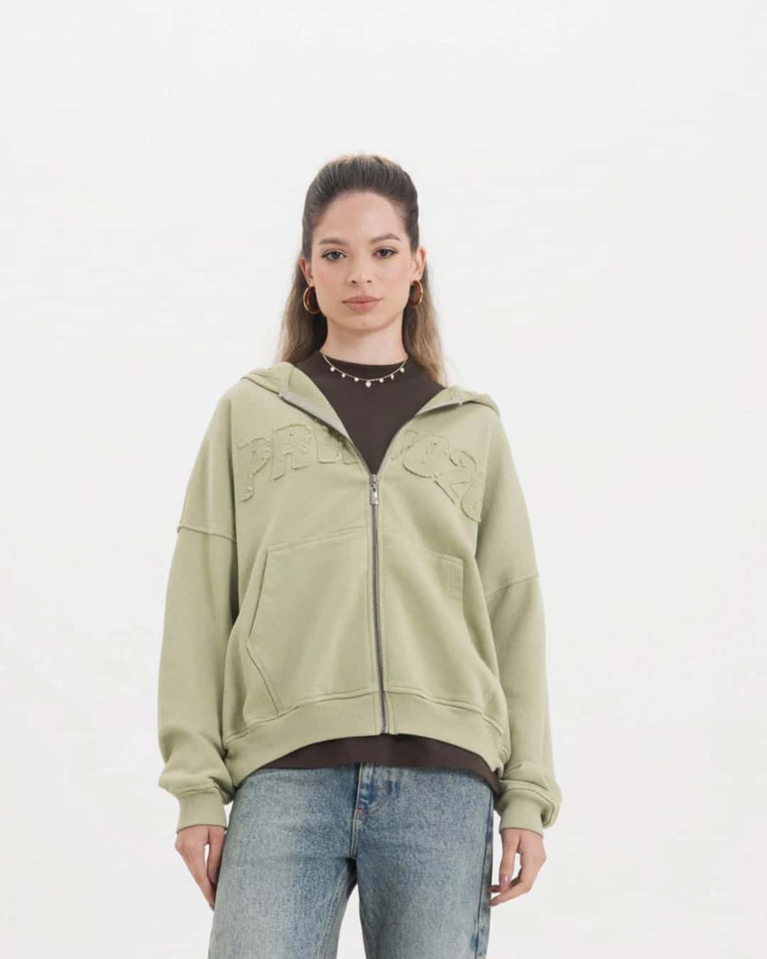 ACROSS THE LINES GREEN ZIP HOODIE - miniatura 4