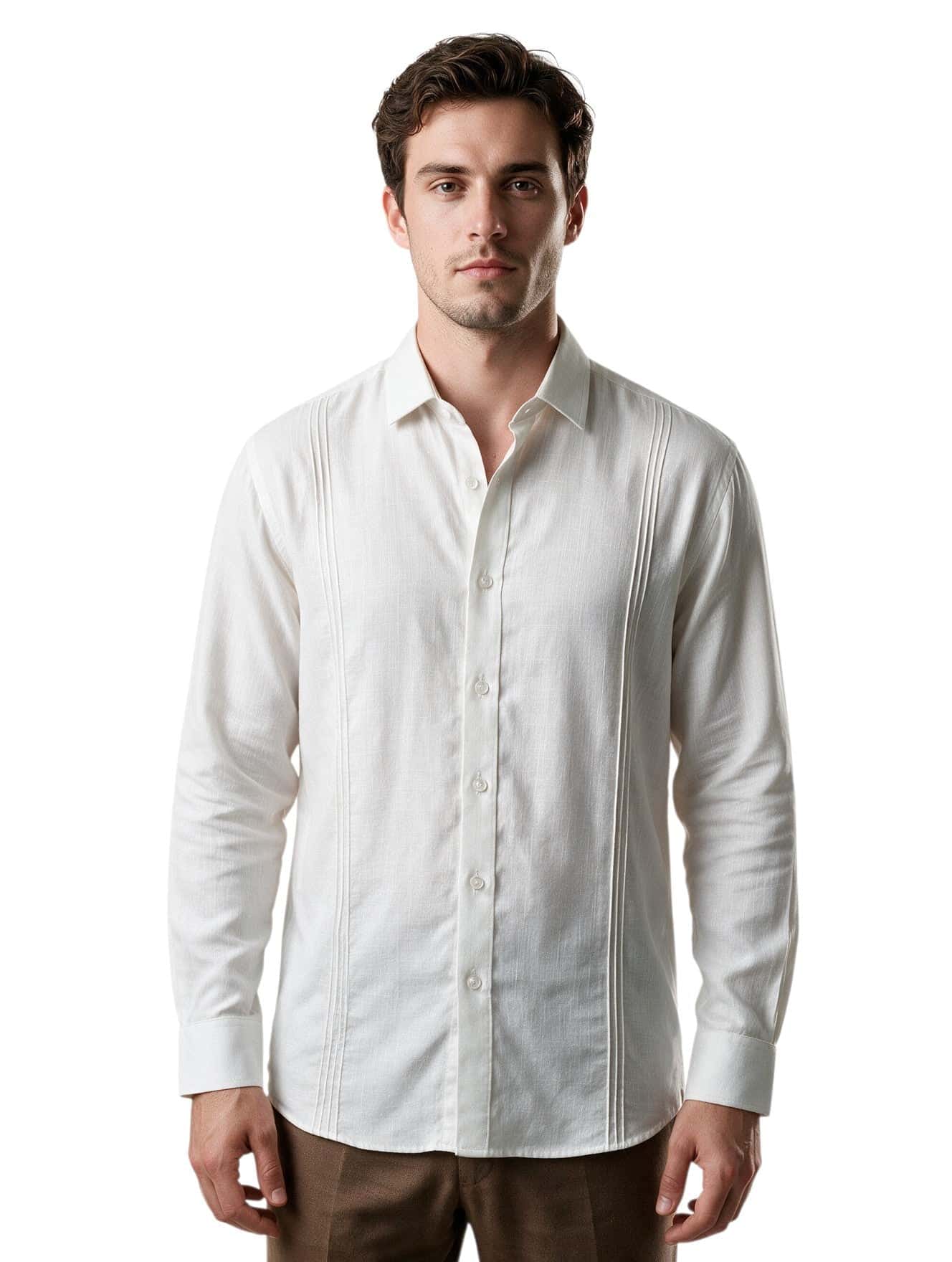 Guayabera blanca con alforzas - miniatura 5