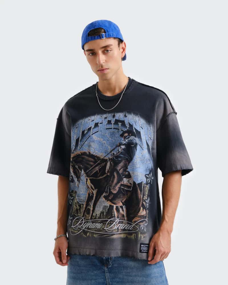 Camiseta Negra Oversize Western - miniatura 1