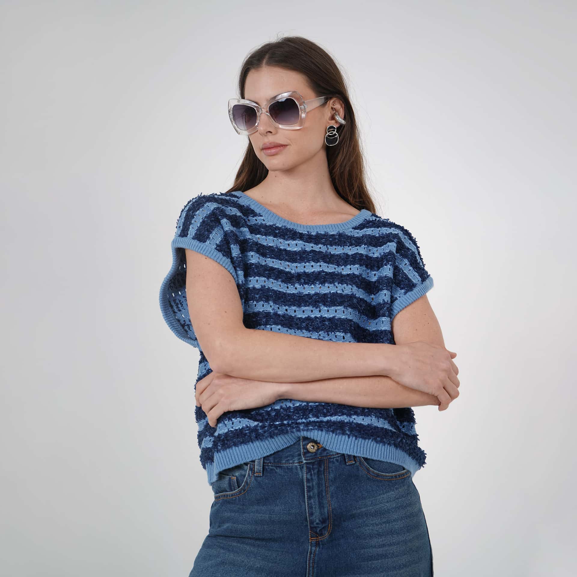 Sweater tipo chaleco oversize estampado