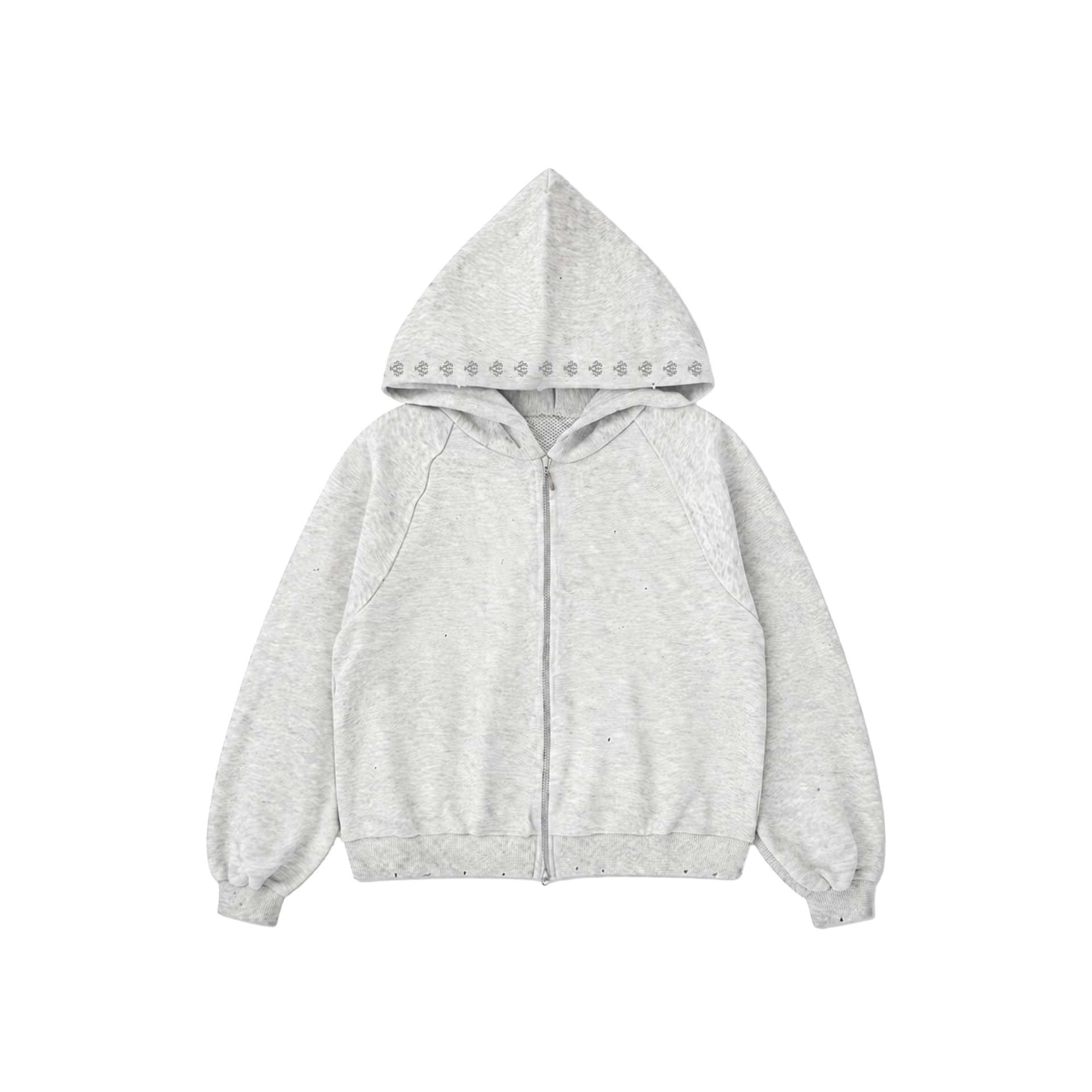 Double Zip Hoodie Distressed - Gris
