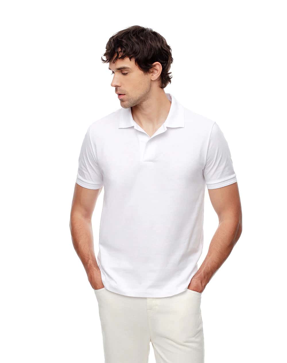 Polo regular algodón blanca hombre