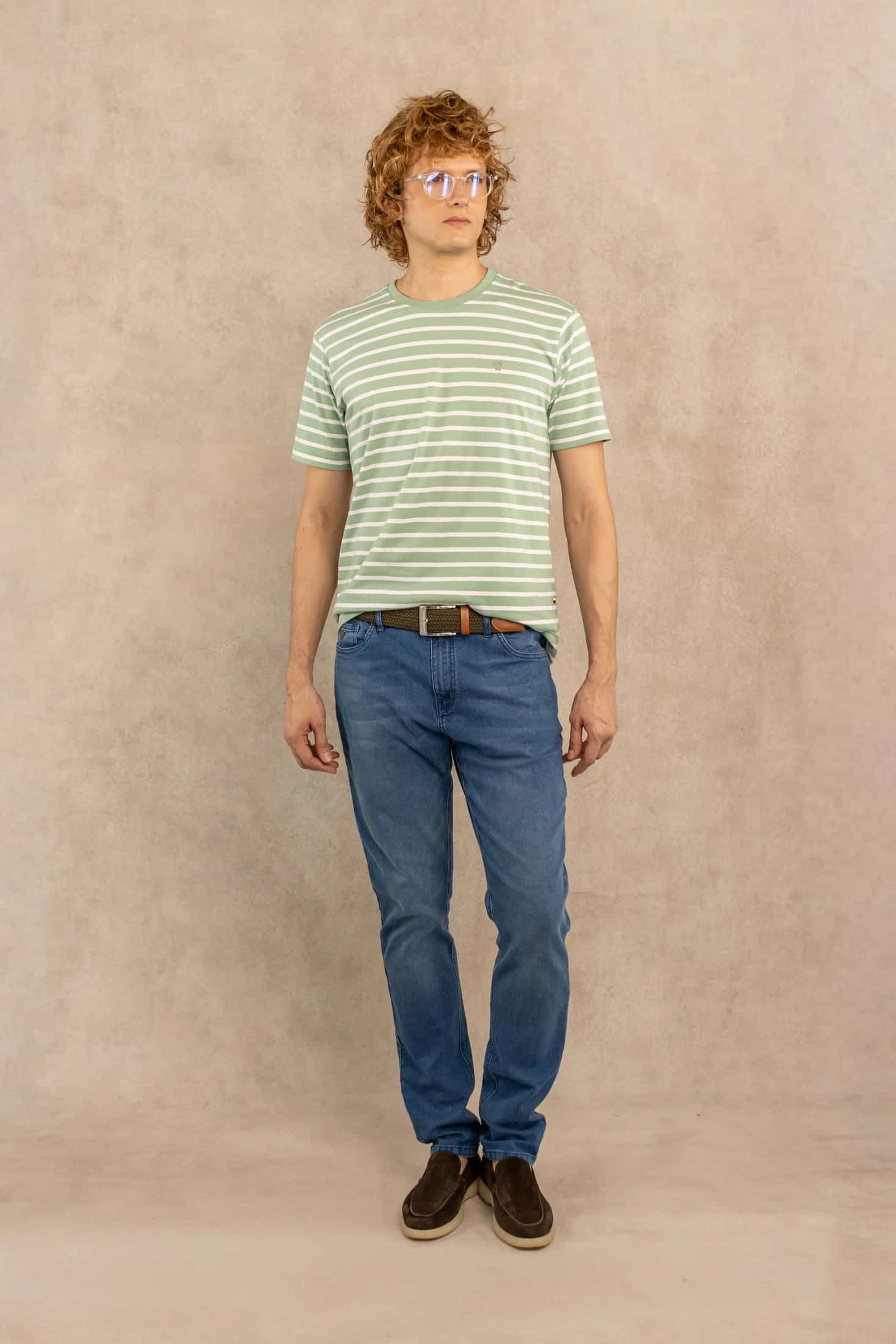 Camiseta Antimanchas Rayas Verde Sage - miniatura 2