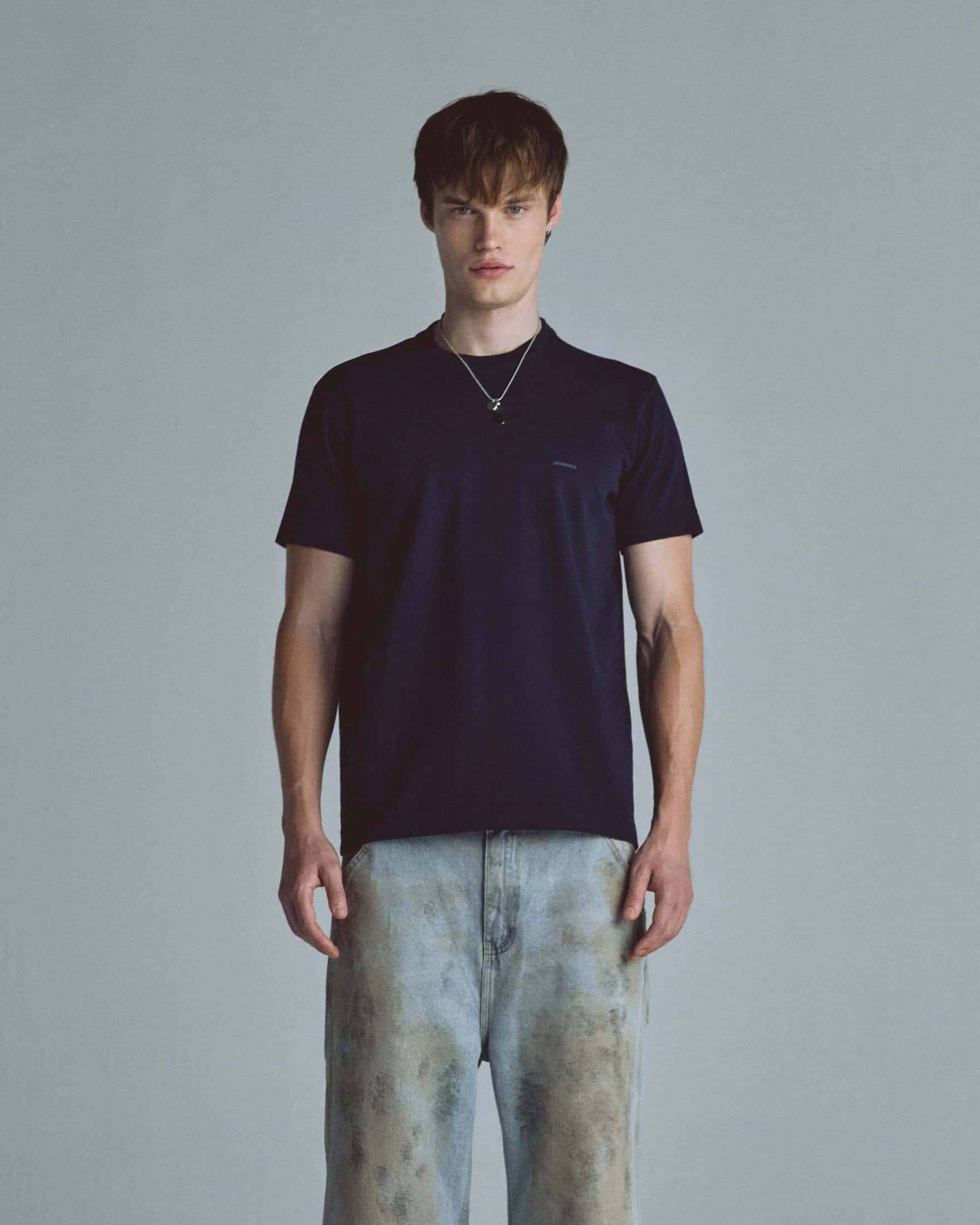 Basics Tiny Logo Regular Fit Tshirt Navy Blue - miniatura 2