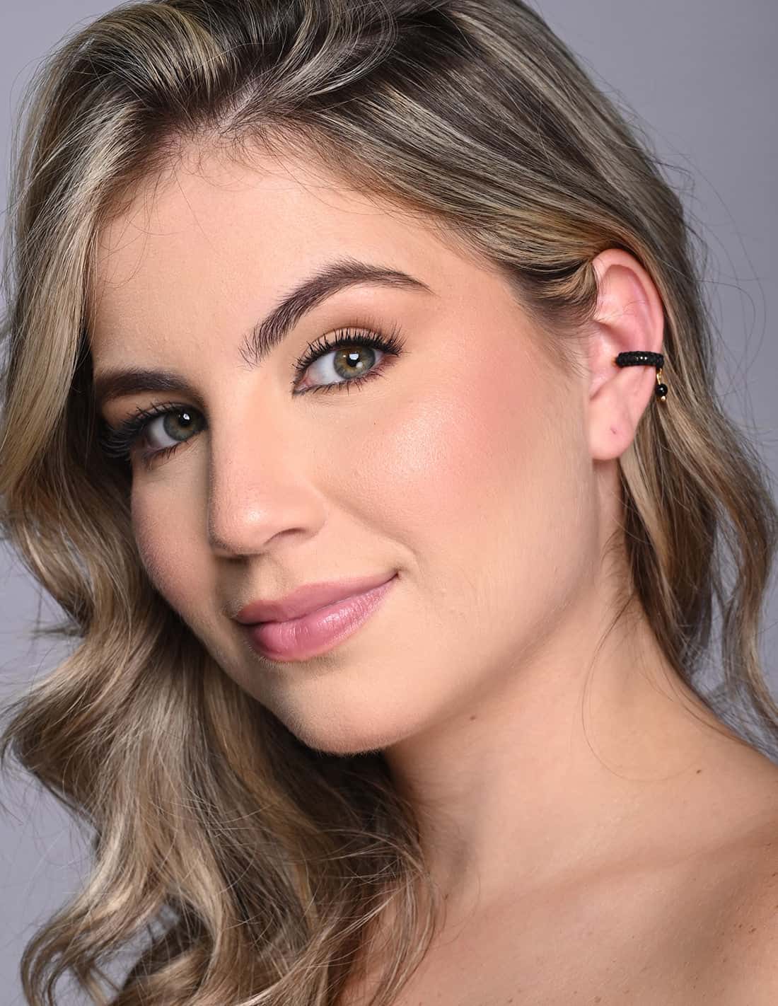 Ear Cuff Luna Creciente Turmalina + Negro