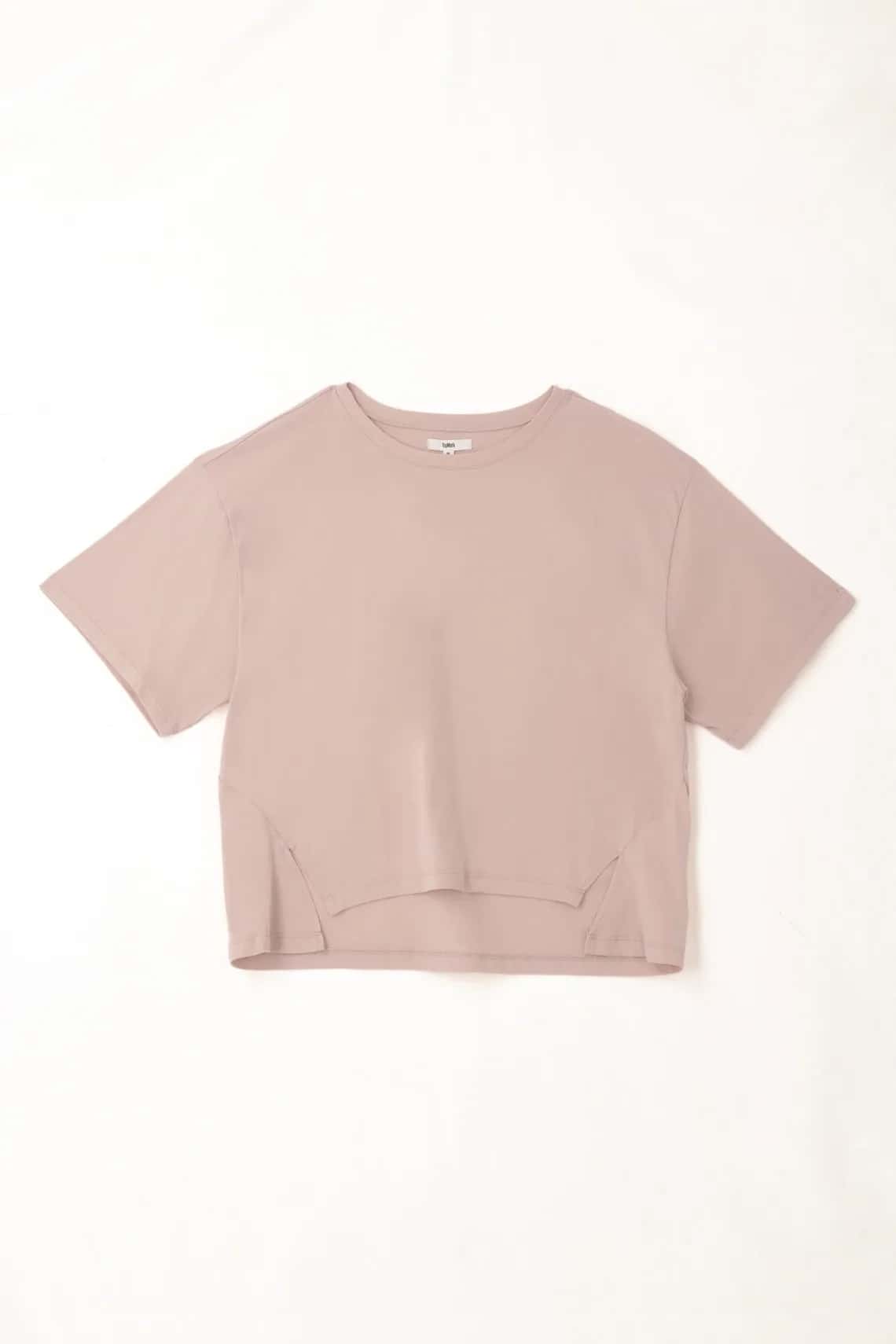 Camiseta básica cuello redondo rosada para mujer