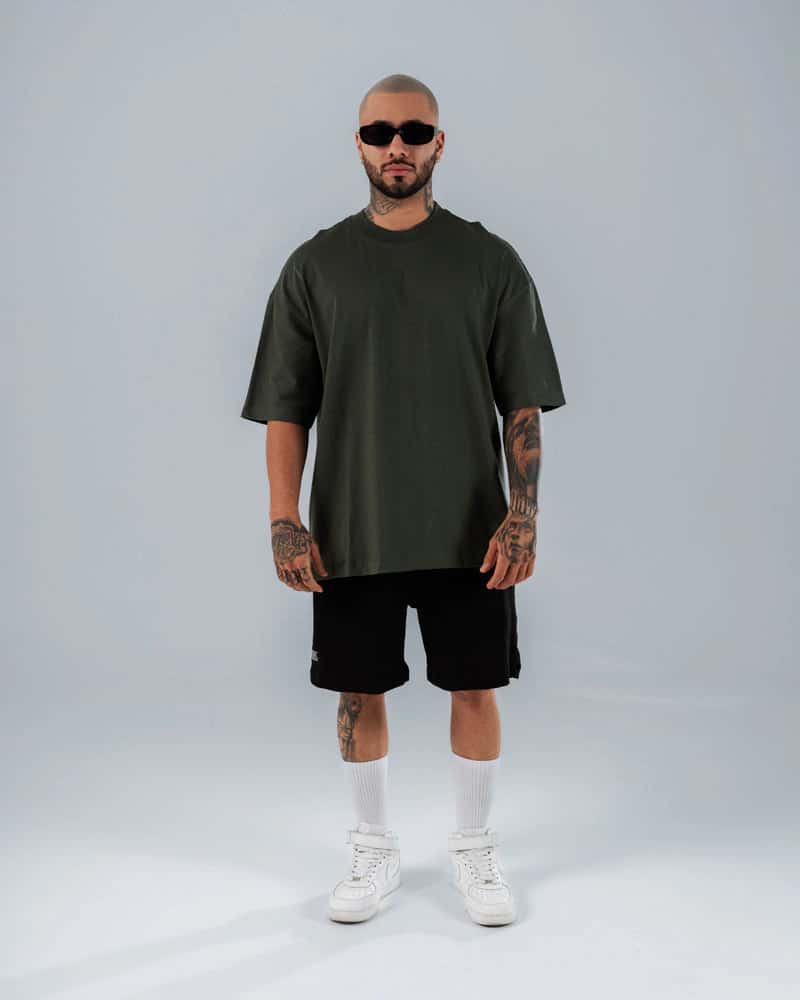 Camiseta Para Hombre Oversize Básica Verde - miniatura 4