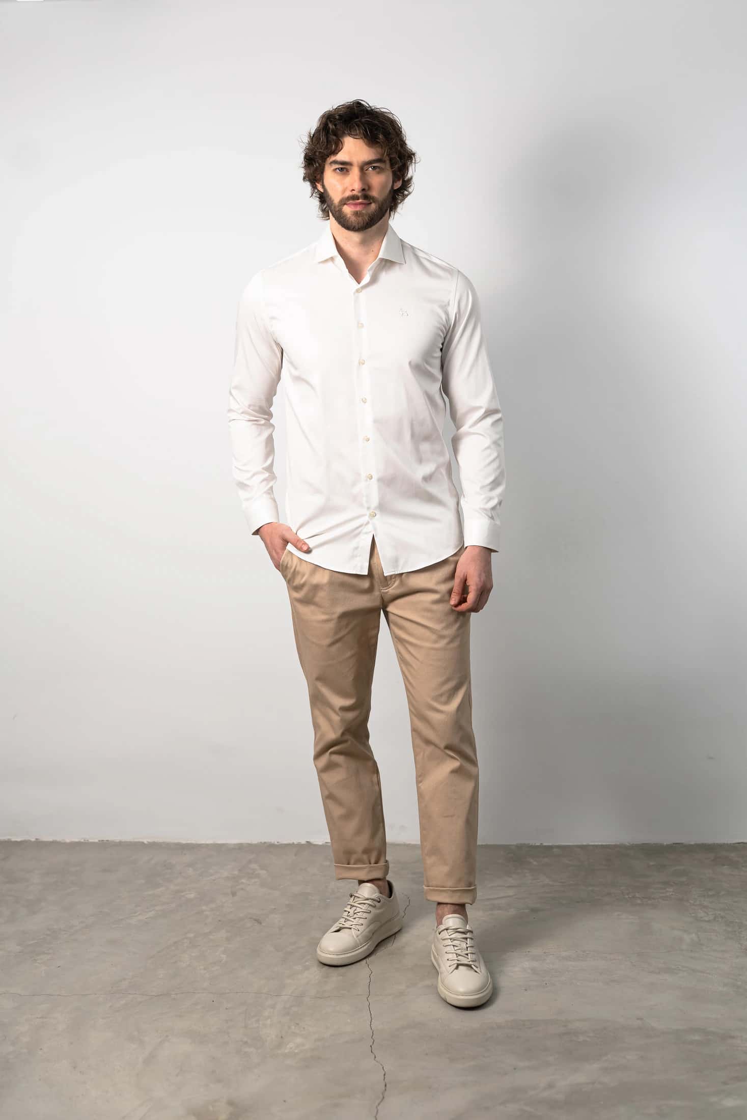 Camisa Manga Larga Blanco/Satín