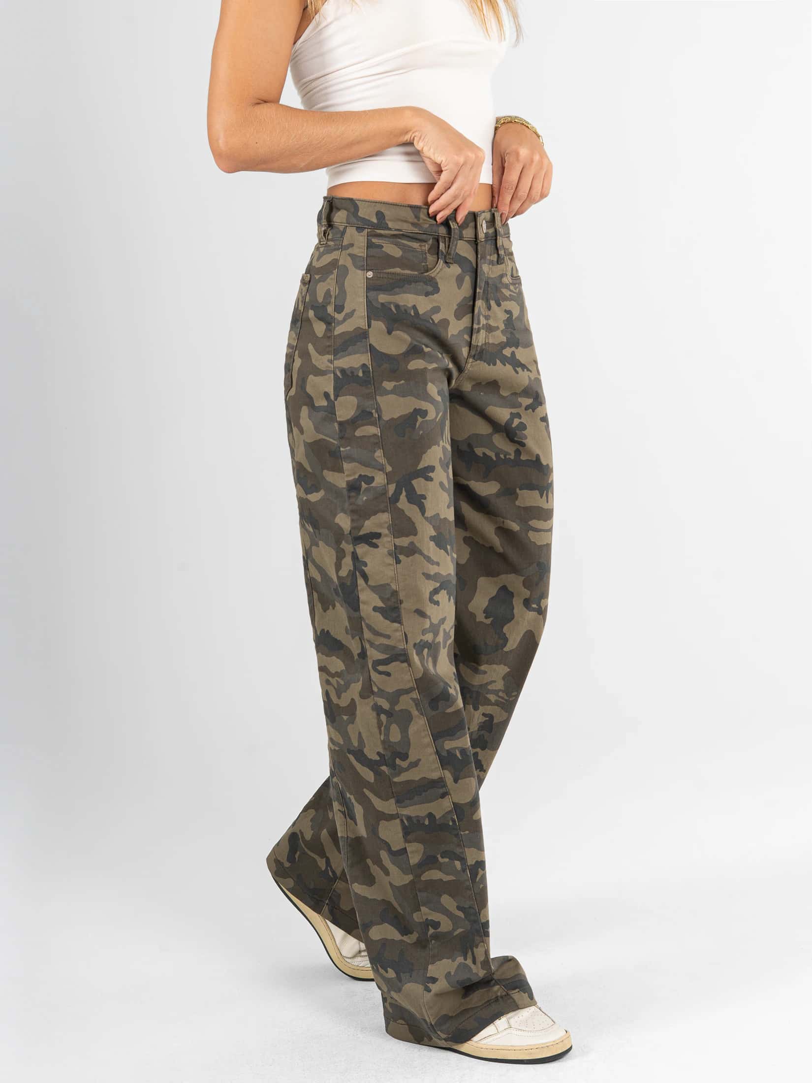 Ref: 0620701 Pantalón wide leg, estampado camuflado, tiro alto, dril stretch - miniatura 3