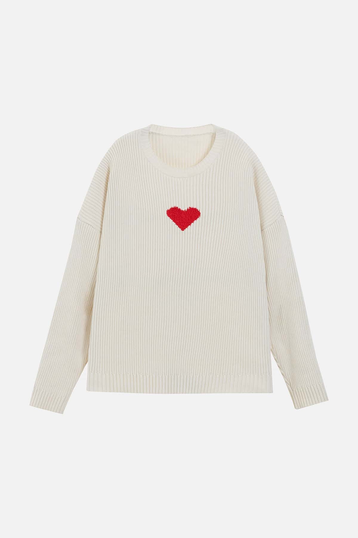 FUZZY HEART SWEATER IVORY