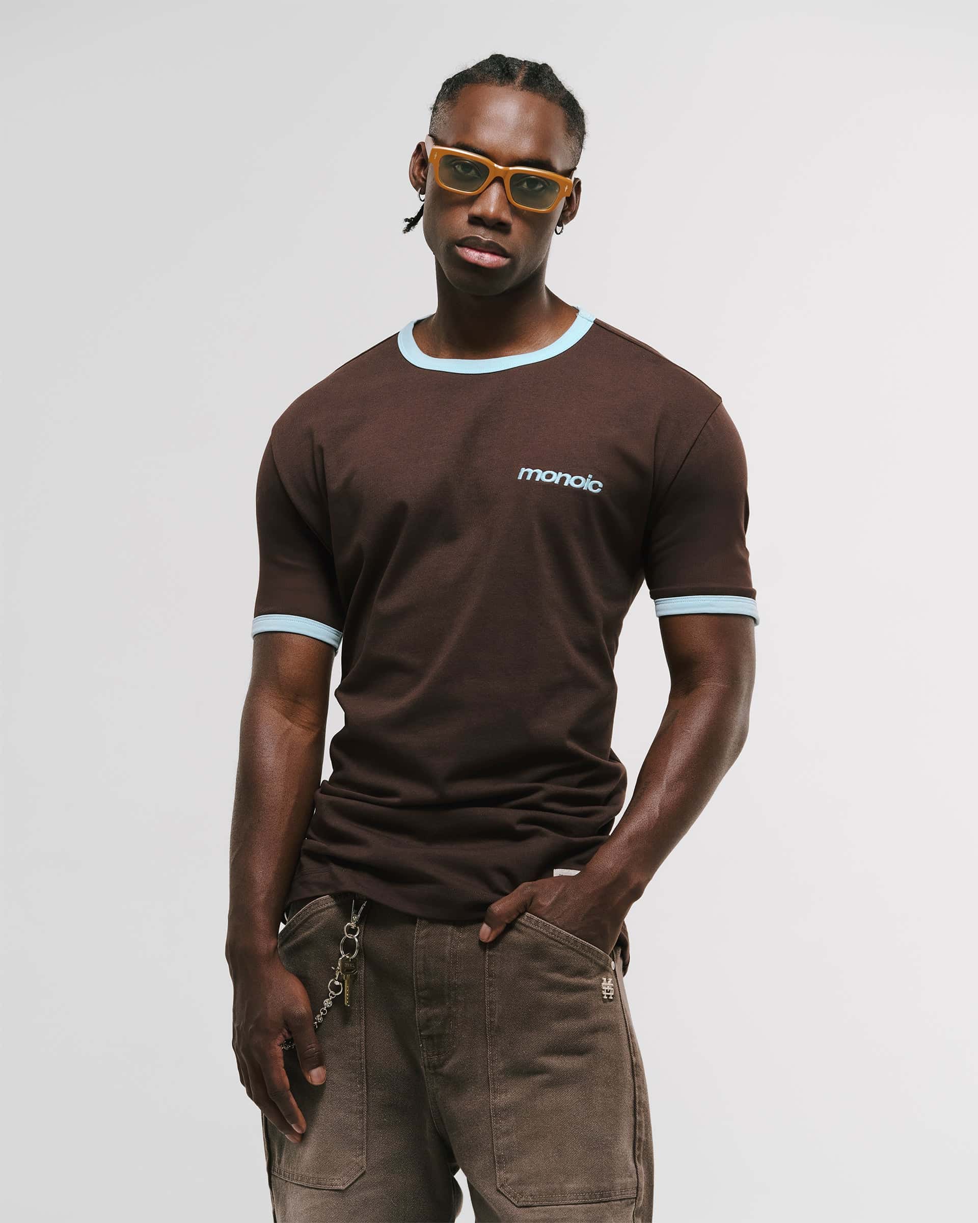 Camiseta Ringer Tee – Café y Azul - miniatura 2