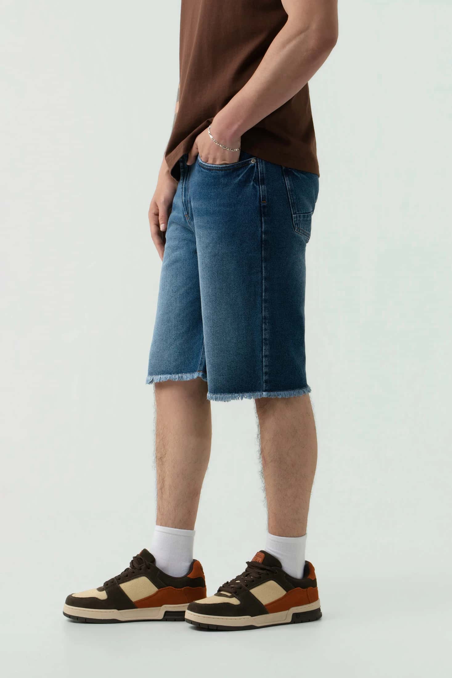 Bermuda Denim QST Raw Edge - Azul Medio - miniatura 5