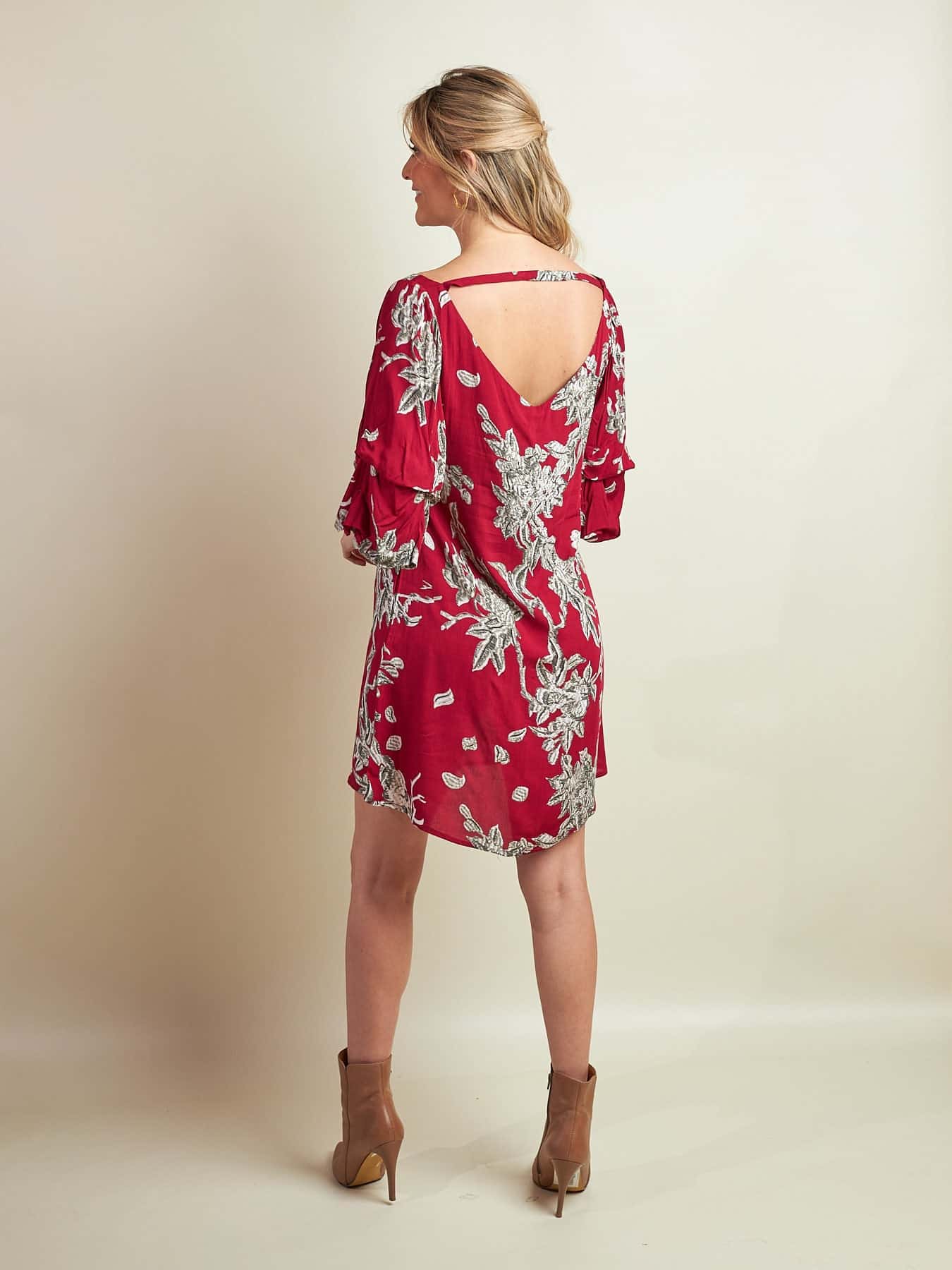 Vestido Brianna Vinotinto Estampado - miniatura 2