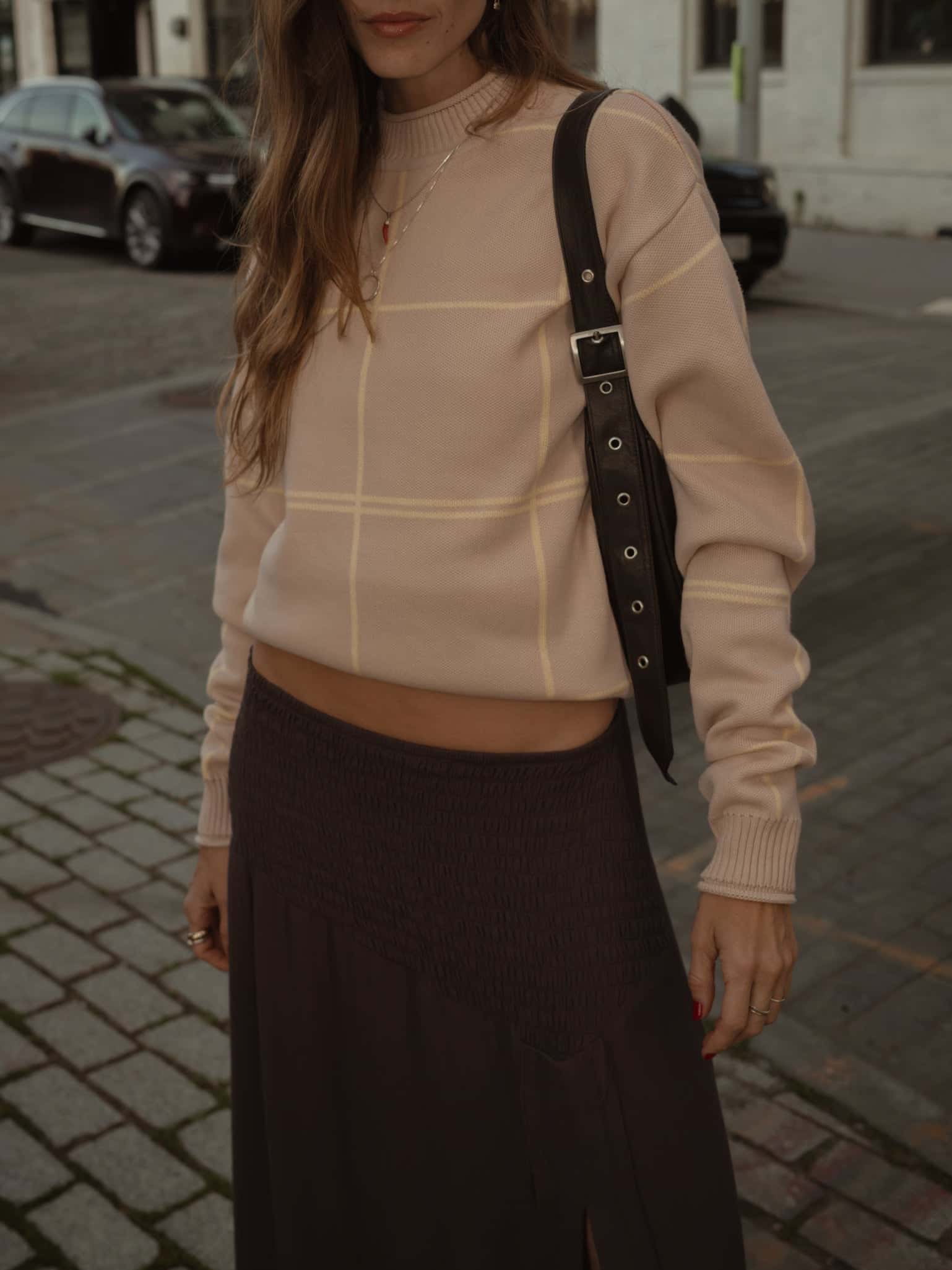 GRID SWEATER - NATURAL & CELESTIAL YELLOW
