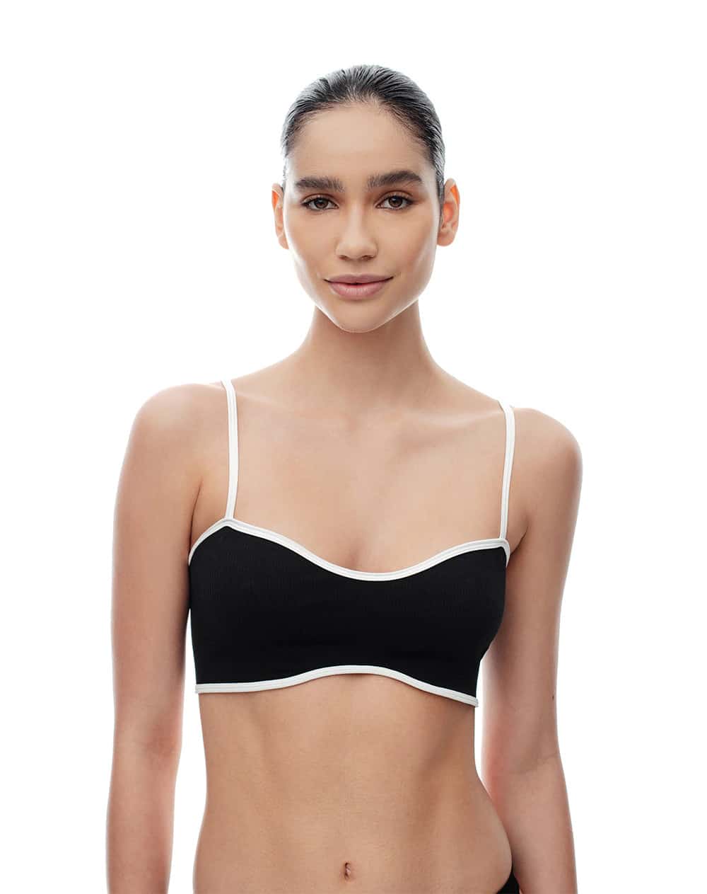 Top soporte medio seamless negro mujer