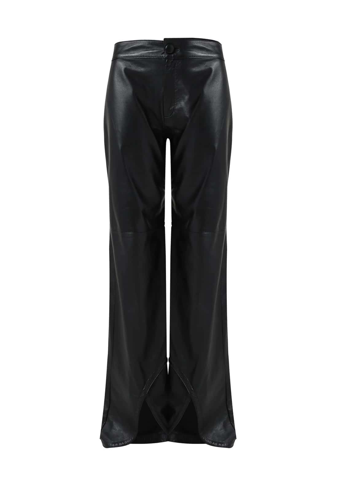 LEATHER CURVED CUT OUT BOOT TROUSERS