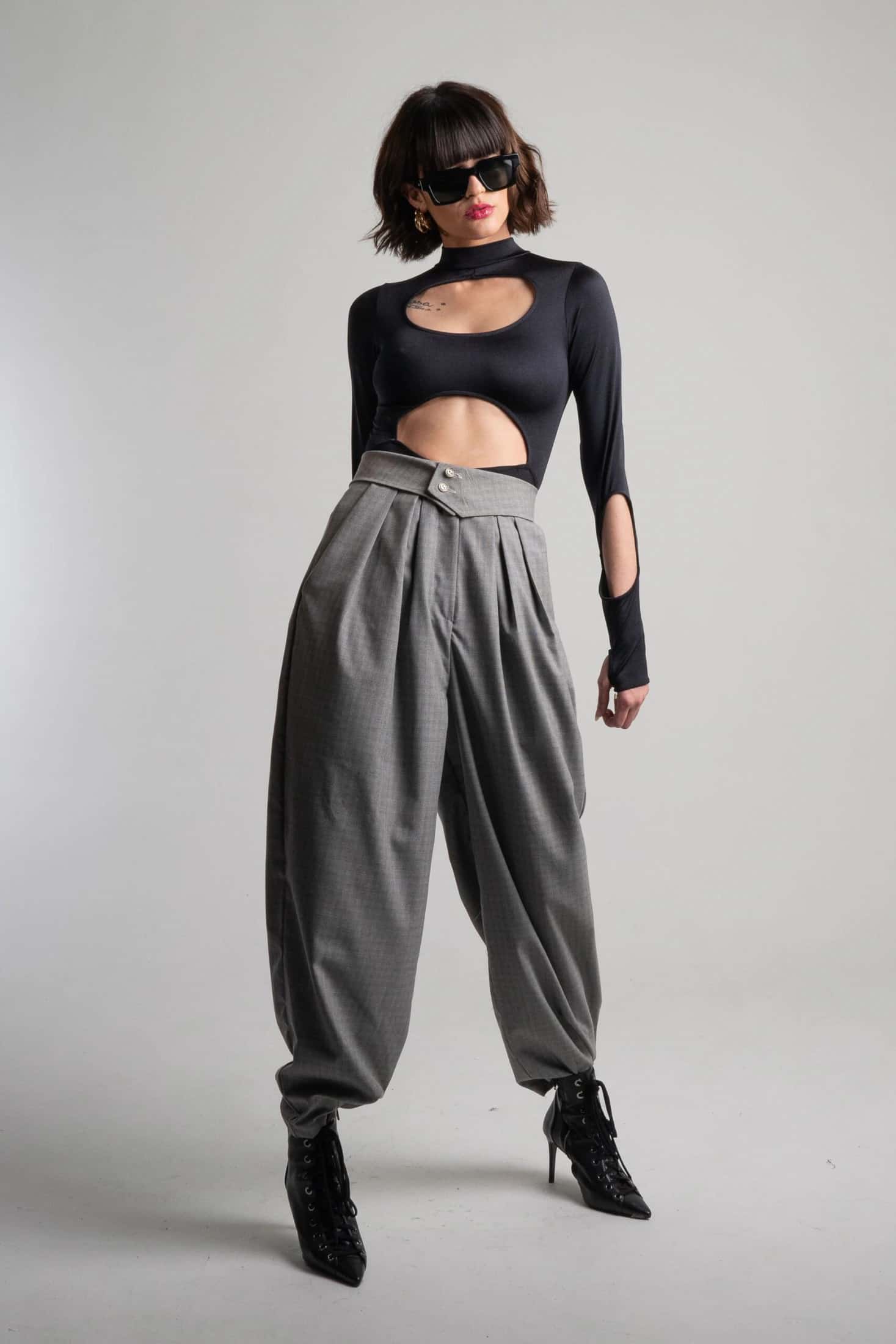 Pantalón Oriental Cuadro Gris