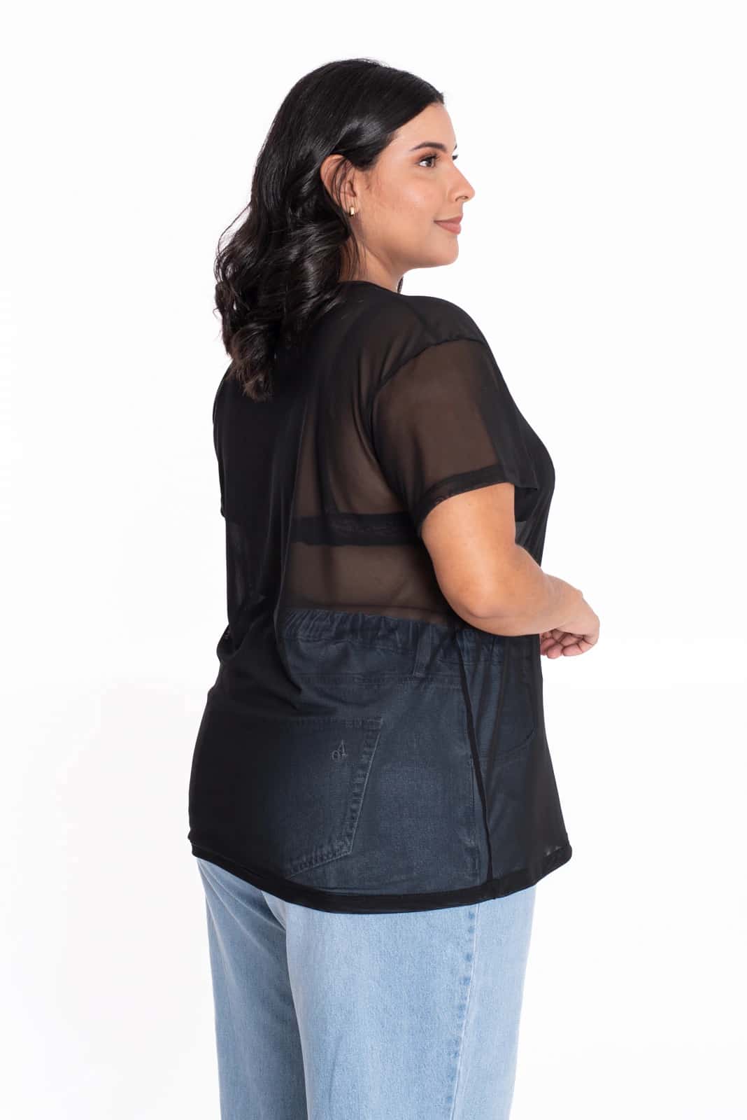 Camiseta Oversize Malla Negra - miniatura 5