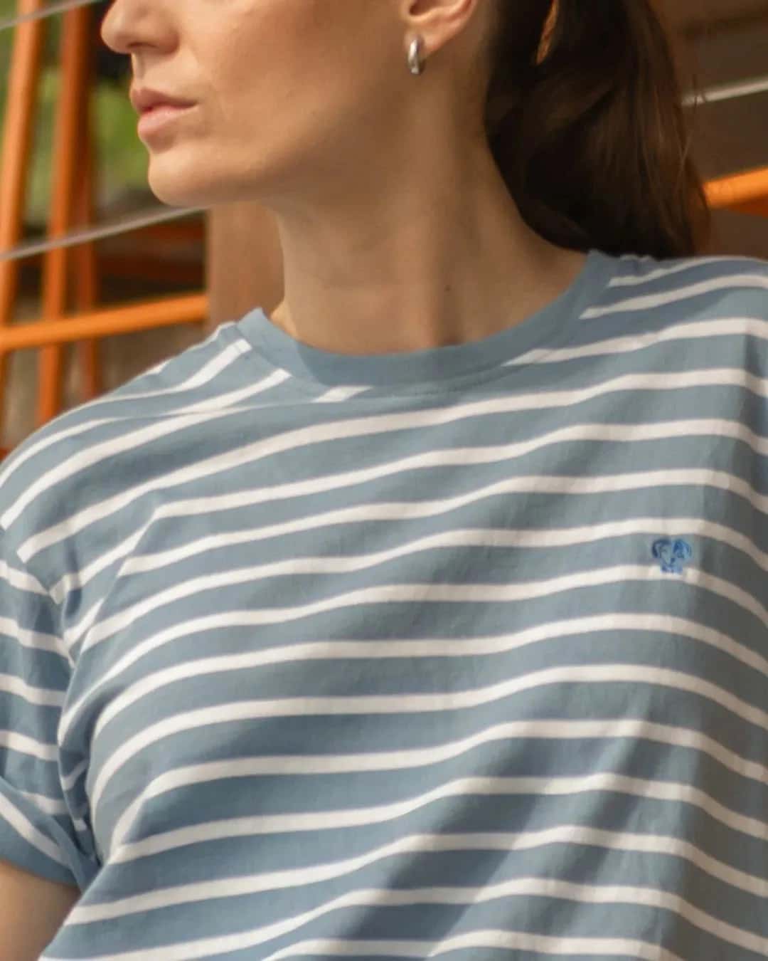 Camiseta Antimanchas de Mujer Rayas Azul Stone - Relaxed Fit - miniatura 2