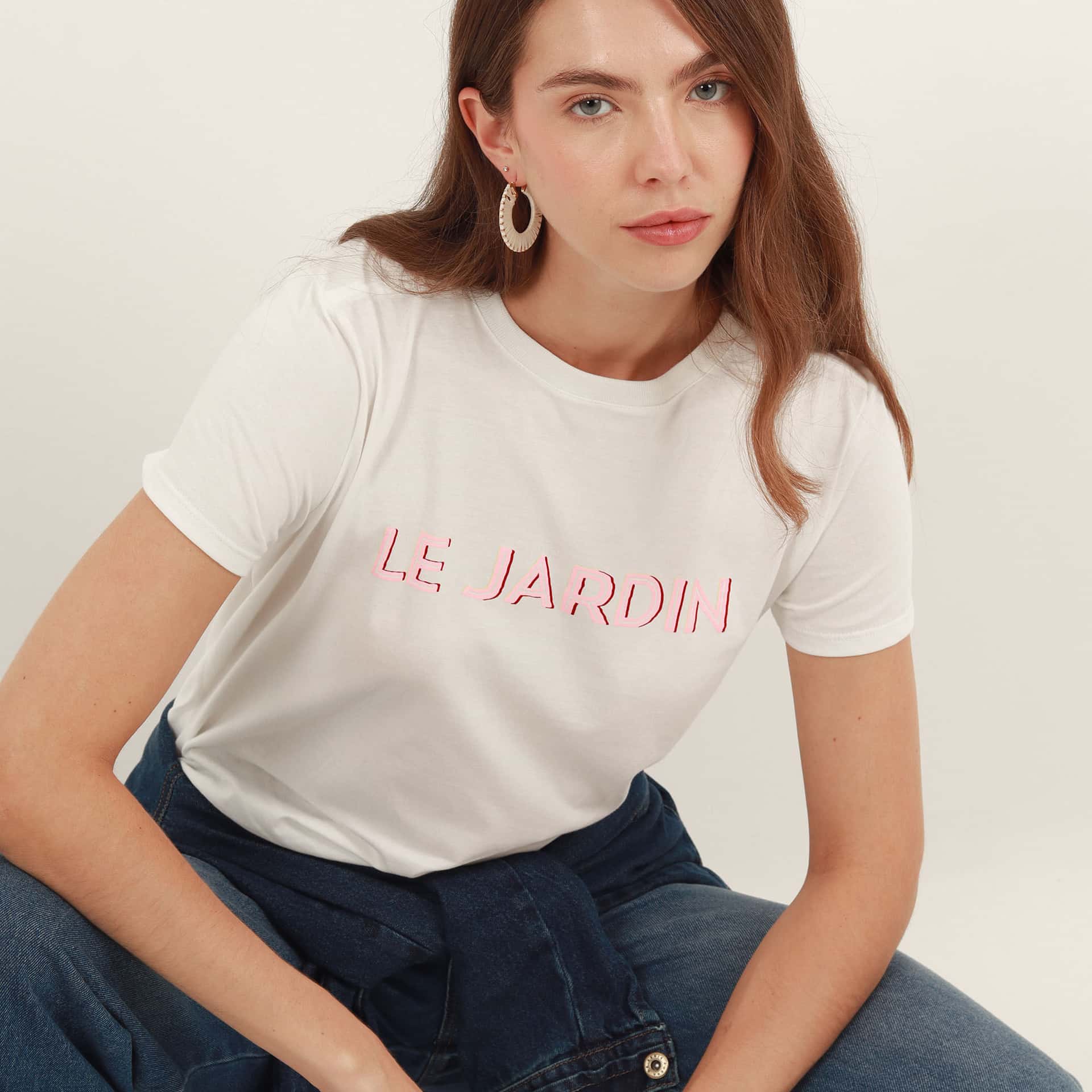 Camiseta cuello redondo manga corta con estampado Le Jardin - miniatura 5