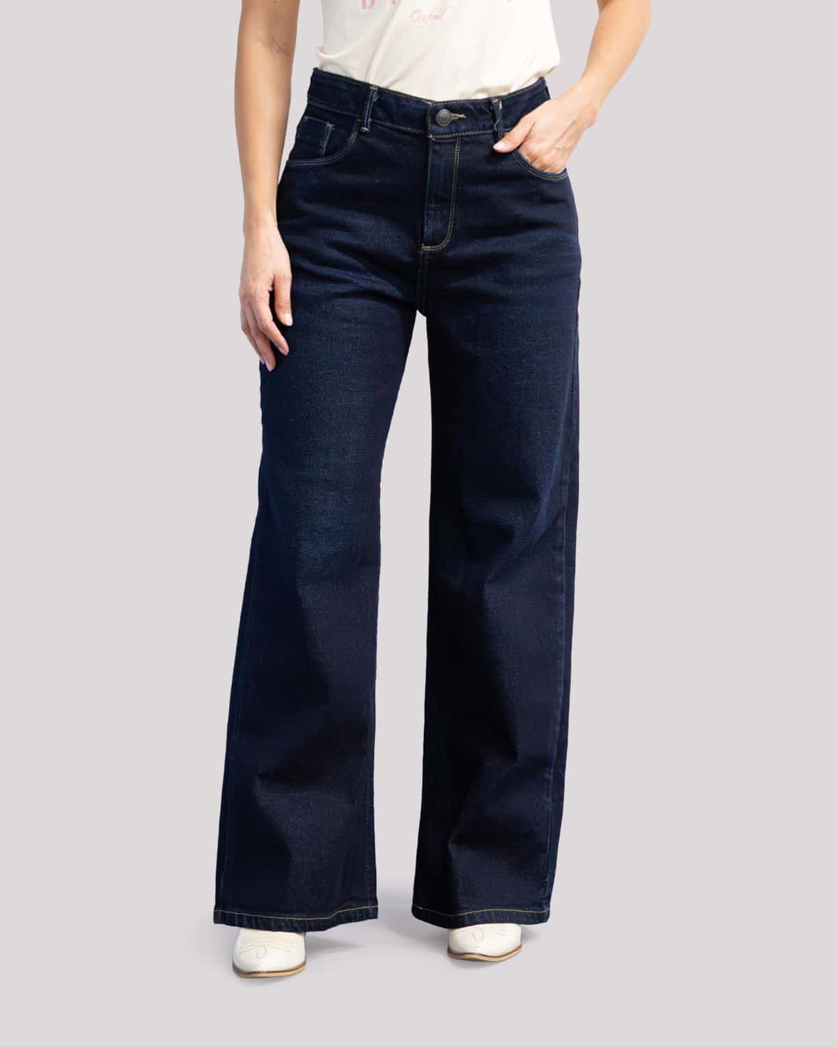 Jean palazzo tono oscuro para mujer