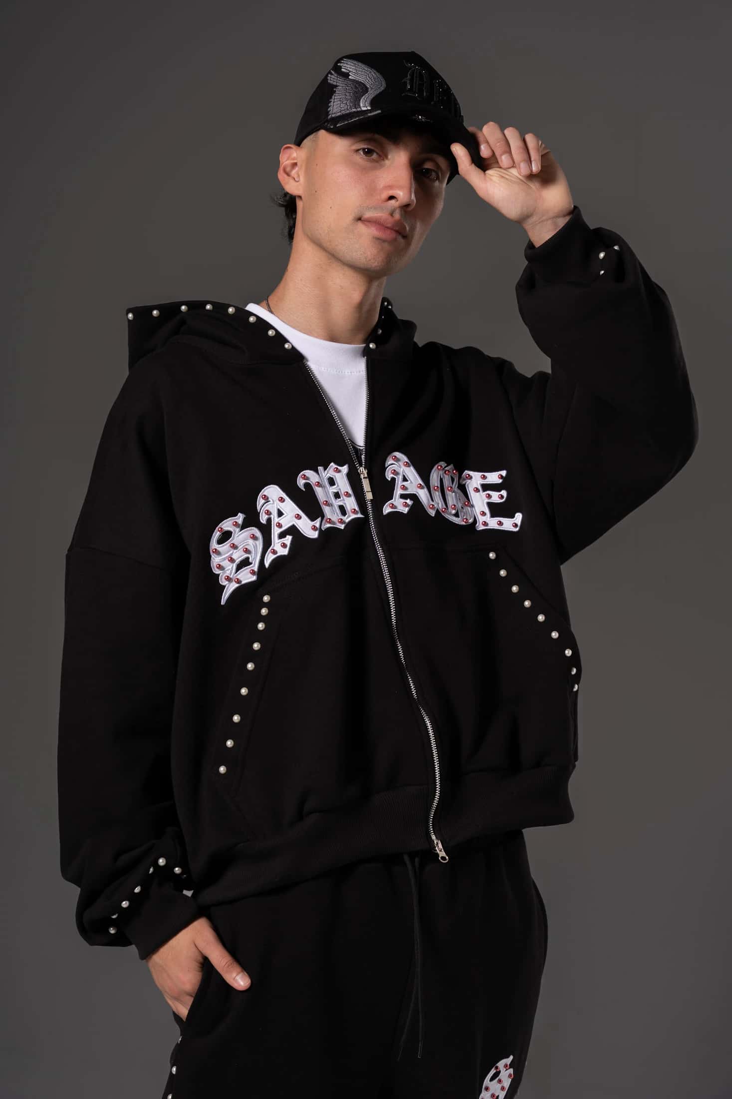 Double Zip Hoodie Boxy fit Perlas Rojas 14651 - miniatura 6
