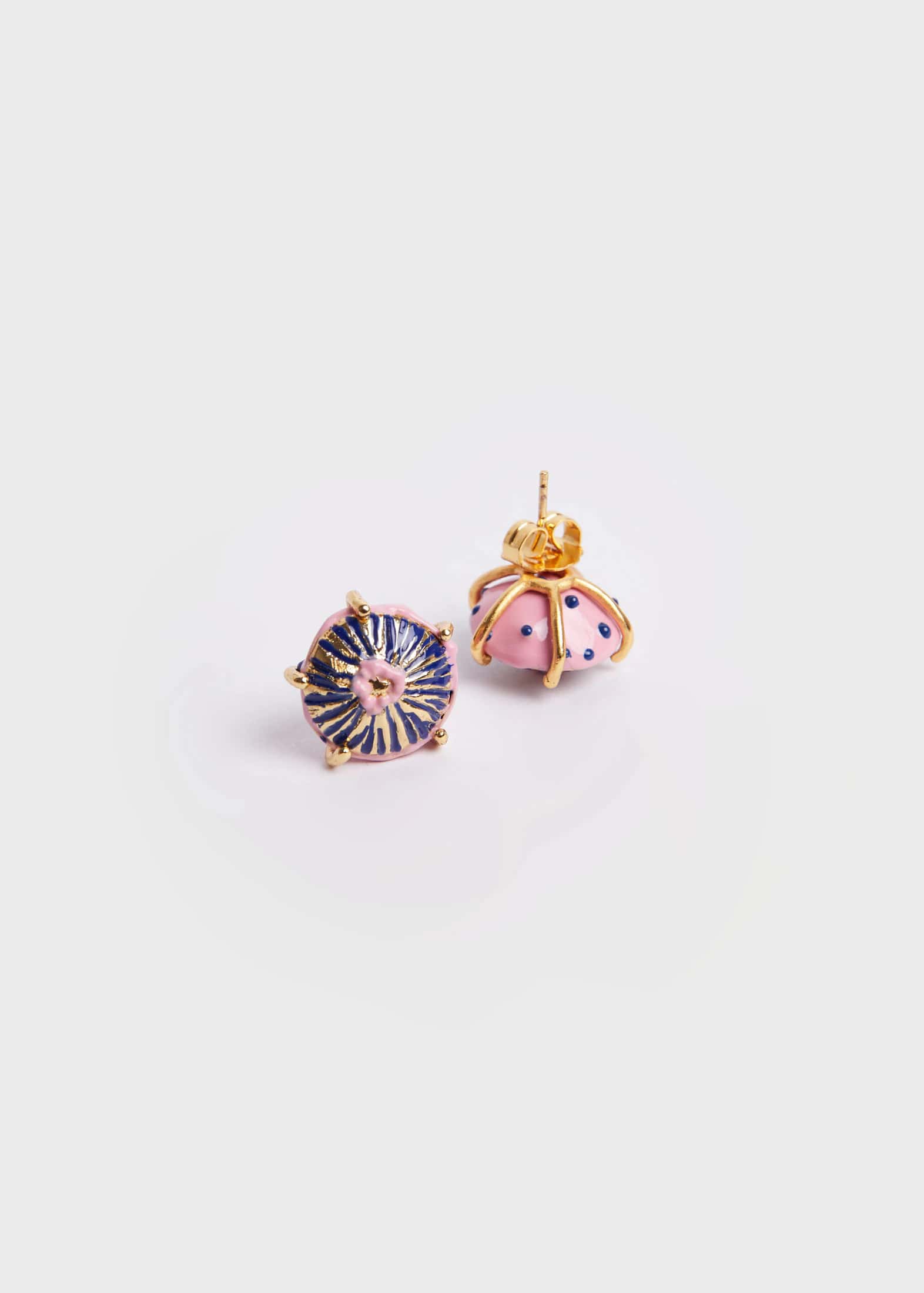 Aretes midi sombrerito azul rosa