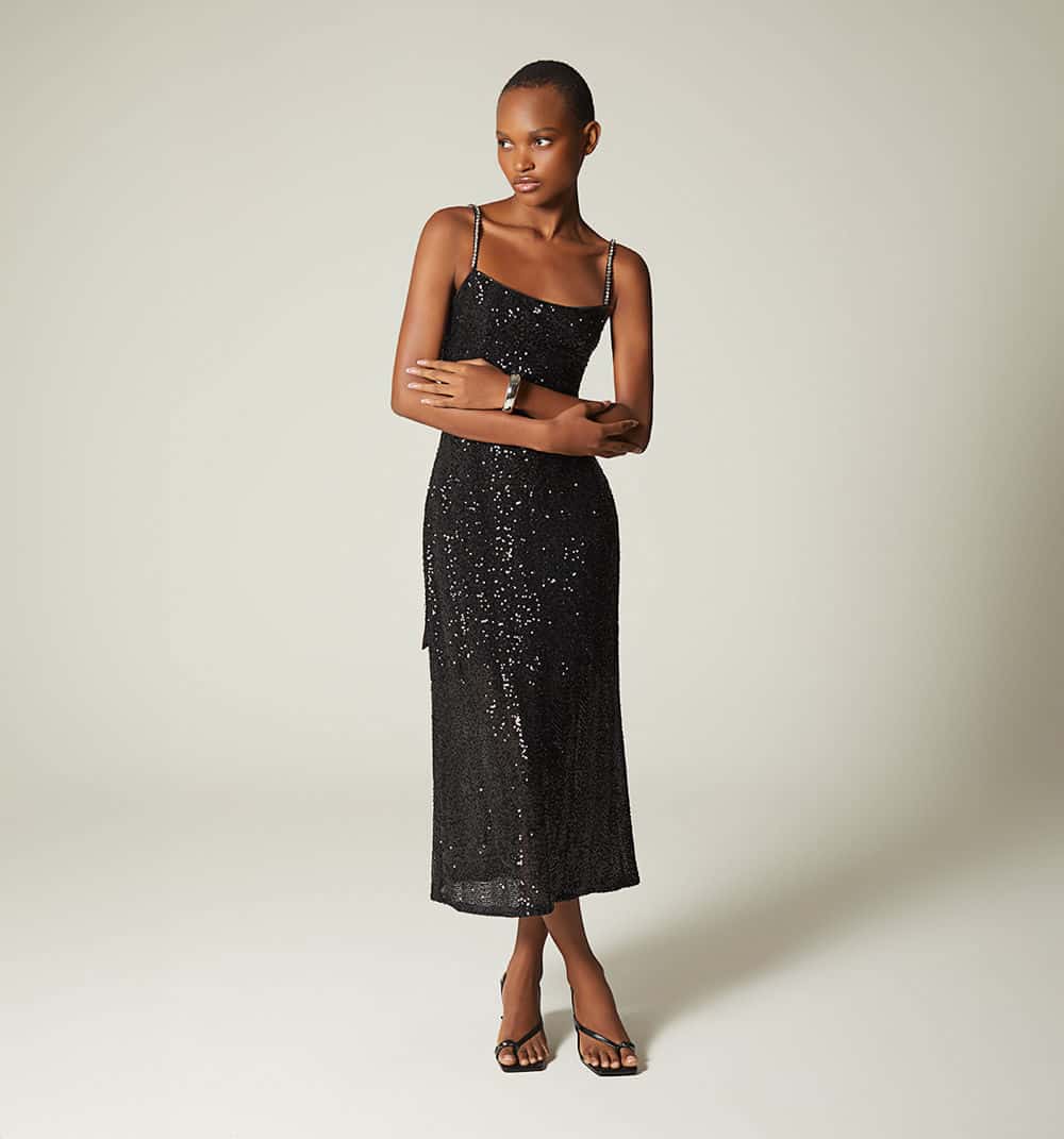 Vestido midi de tiras con amarre