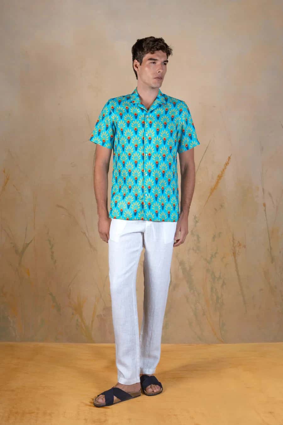 Proventus linen bowling shirt blue