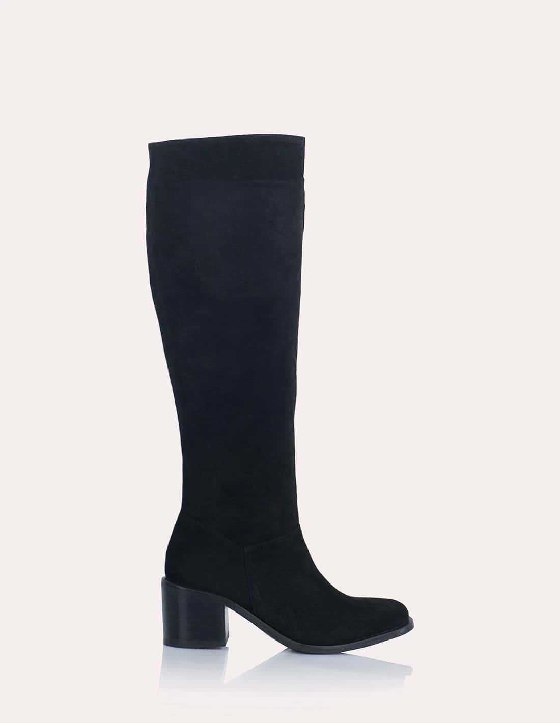 Bota Slouchy Sante Cuero Ante Negro