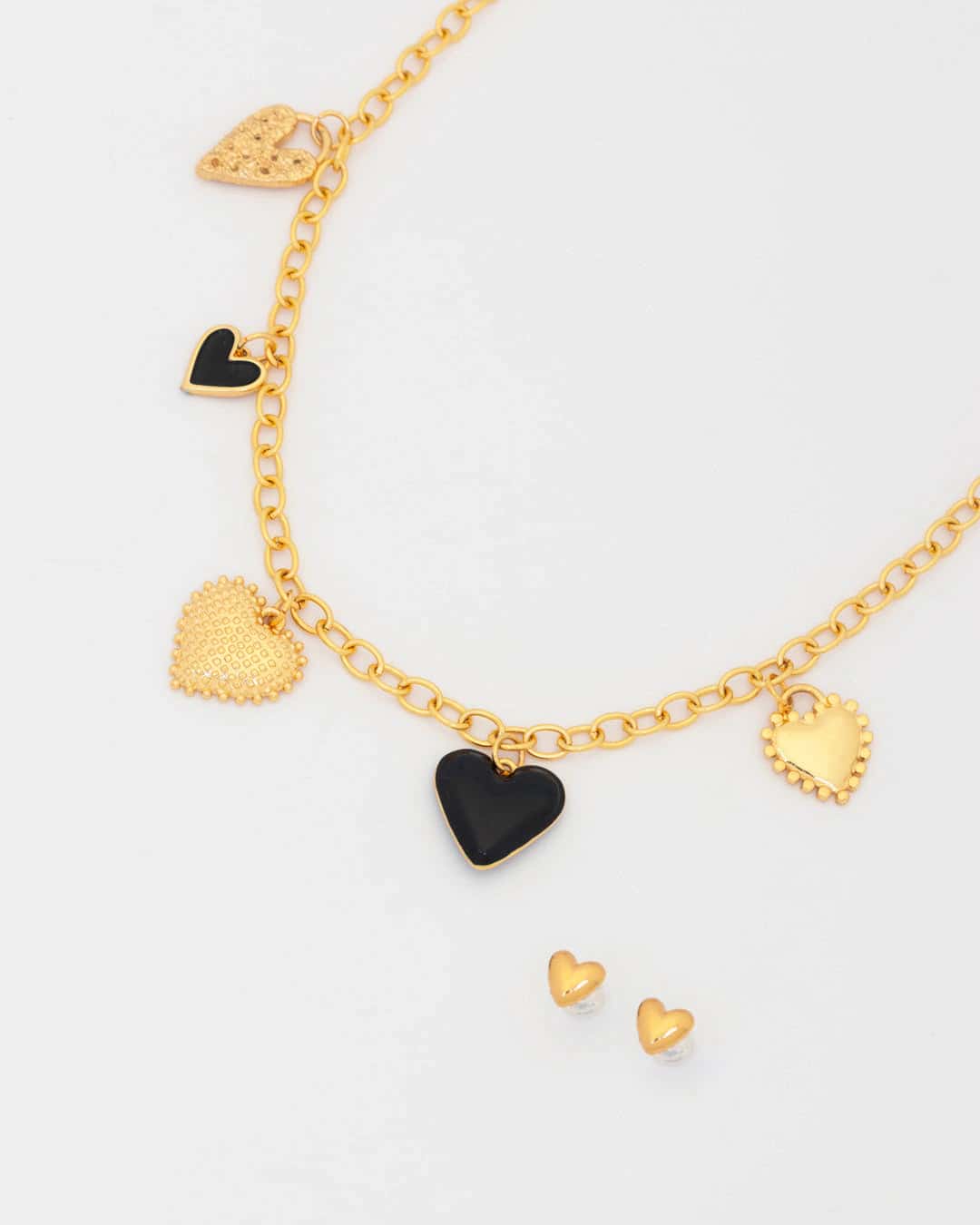 Collar Multicharms Corazones + Aretes - miniatura 2