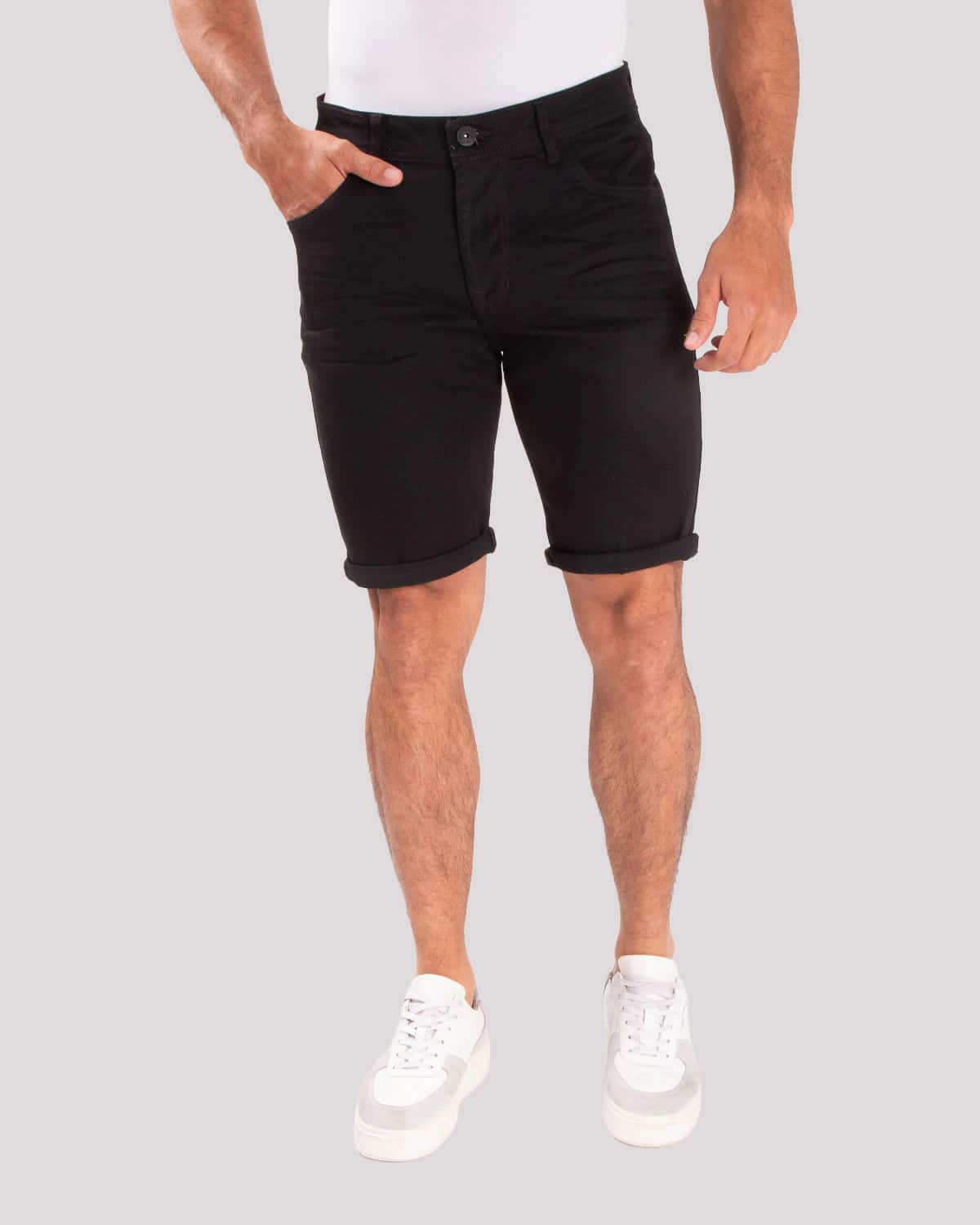 Bermuda slim negra para hombre