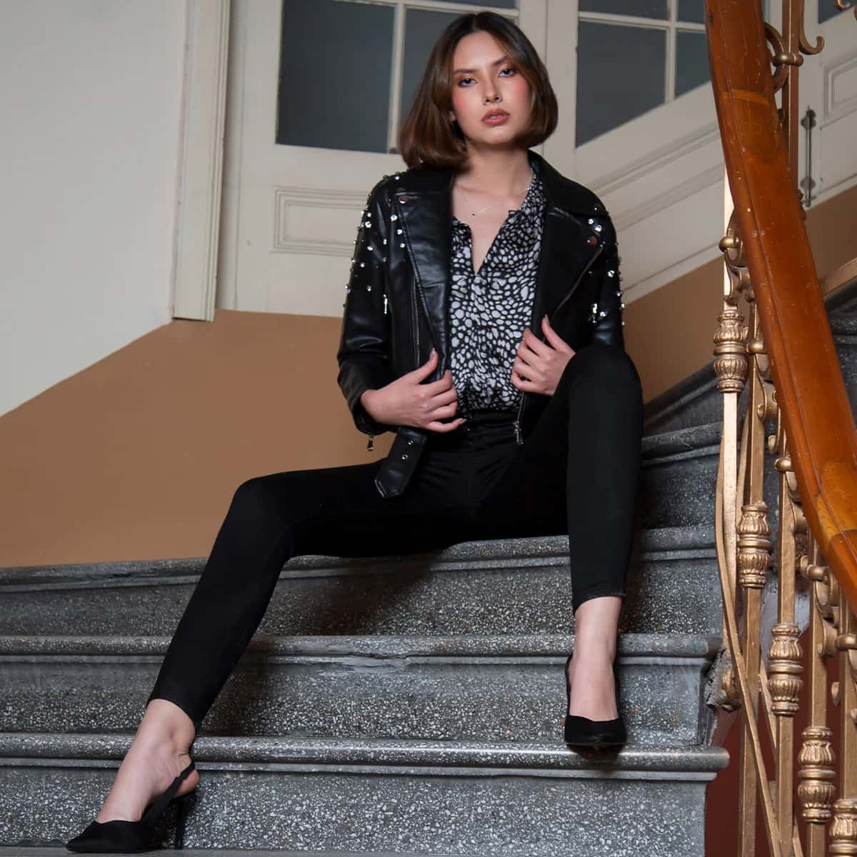 Chaqueta Sintetica Biker Crystal