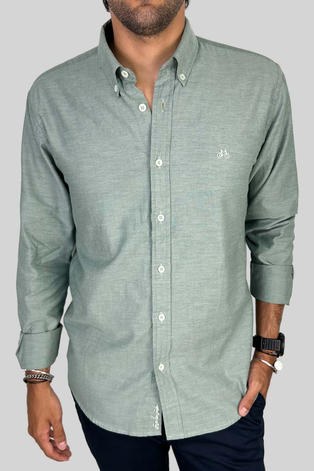 CAMISA OXFORD DOTTED GREEN