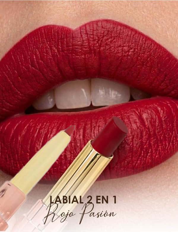 Labial Dos En Uno Rojo