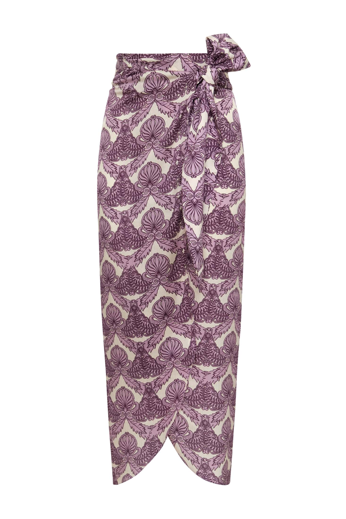 Mapara Martellato Silk Skirt / Ecru Ornament Lila