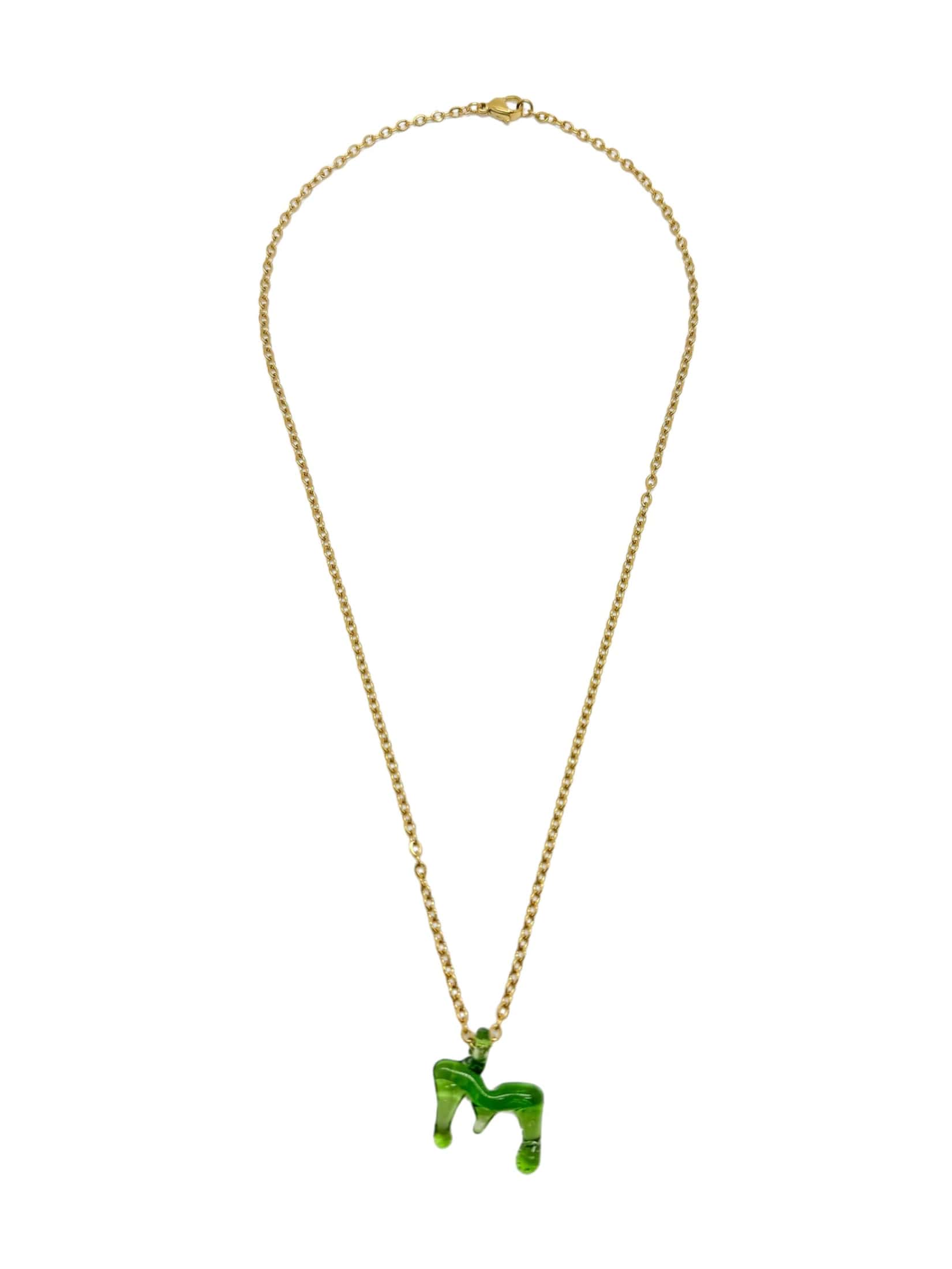 green glass necklace 1 letter - miniatura 9