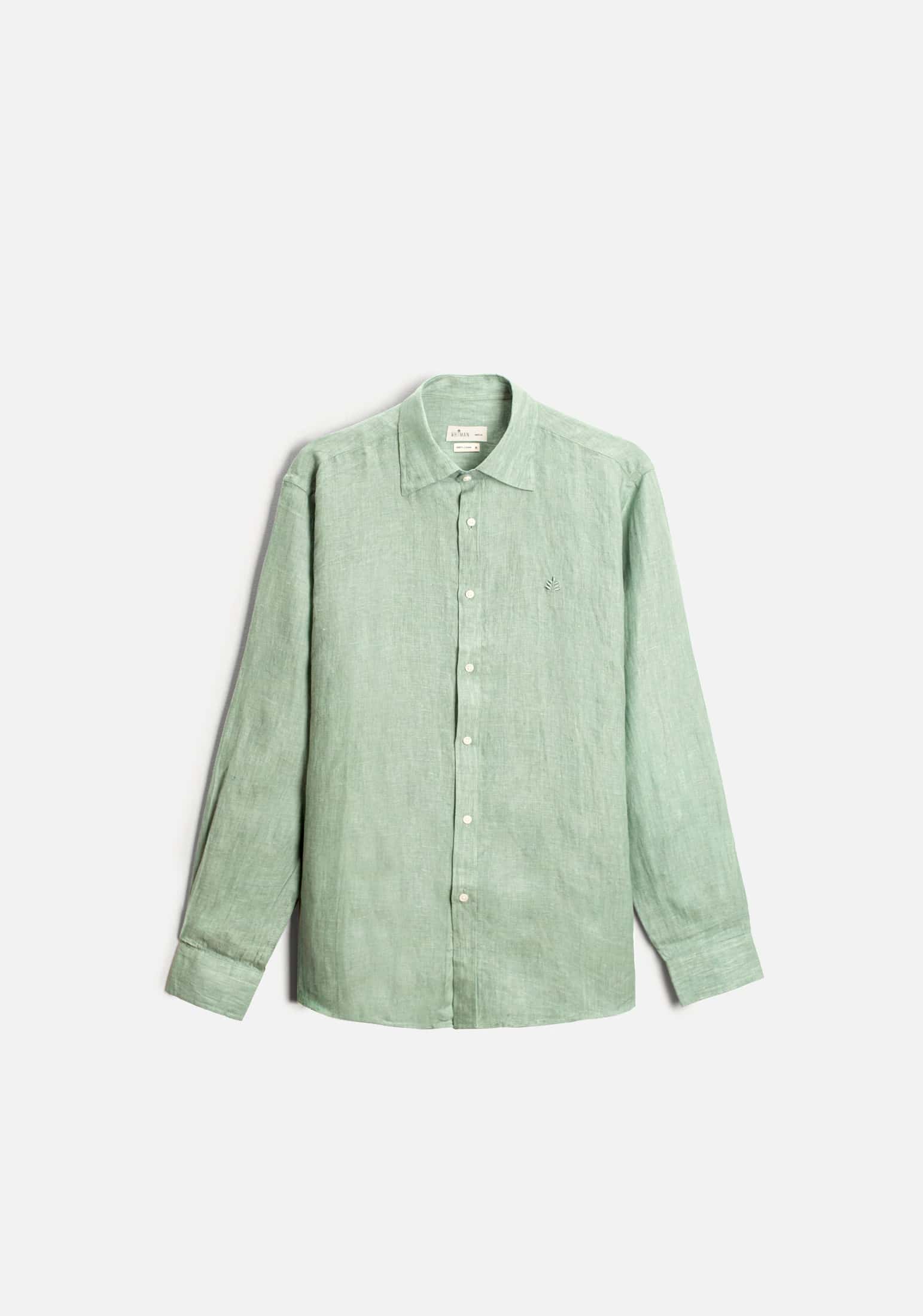 Camisa H CI Lino L-Atn Verde Med - miniatura 1