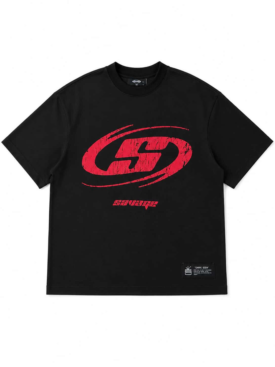 Camiseta Negra Oversize Red  250 gramos