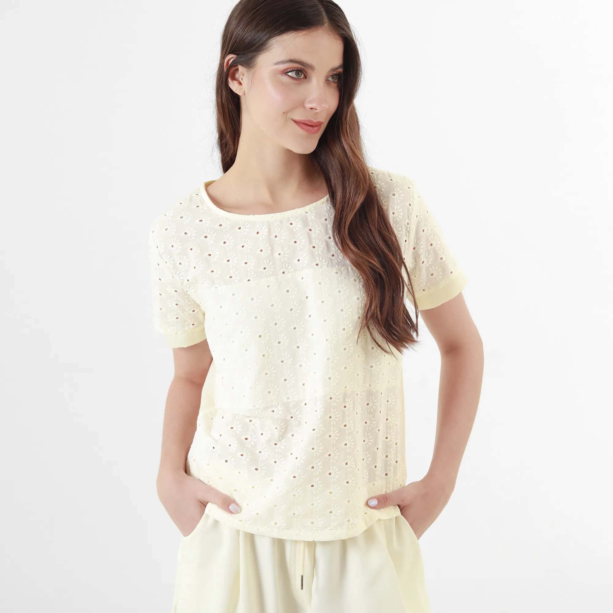 Blusa Cuello Redondo Manga Corta