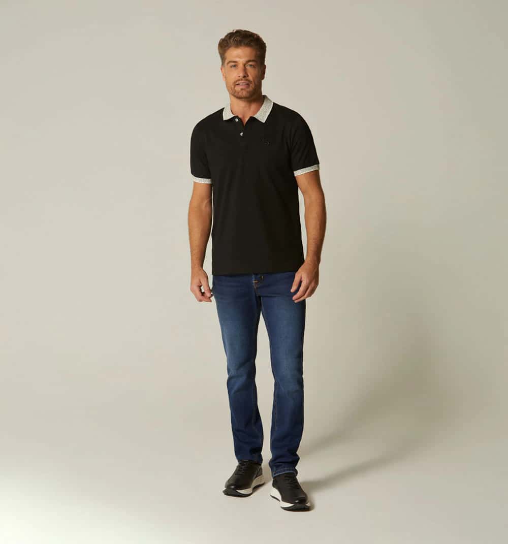 Polo para hombre con cuello con diseño