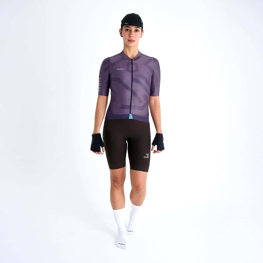 CAMISA CICLISMO MANGA CORTA ENGRAVED PURPLE PARA MUJER - miniatura 1