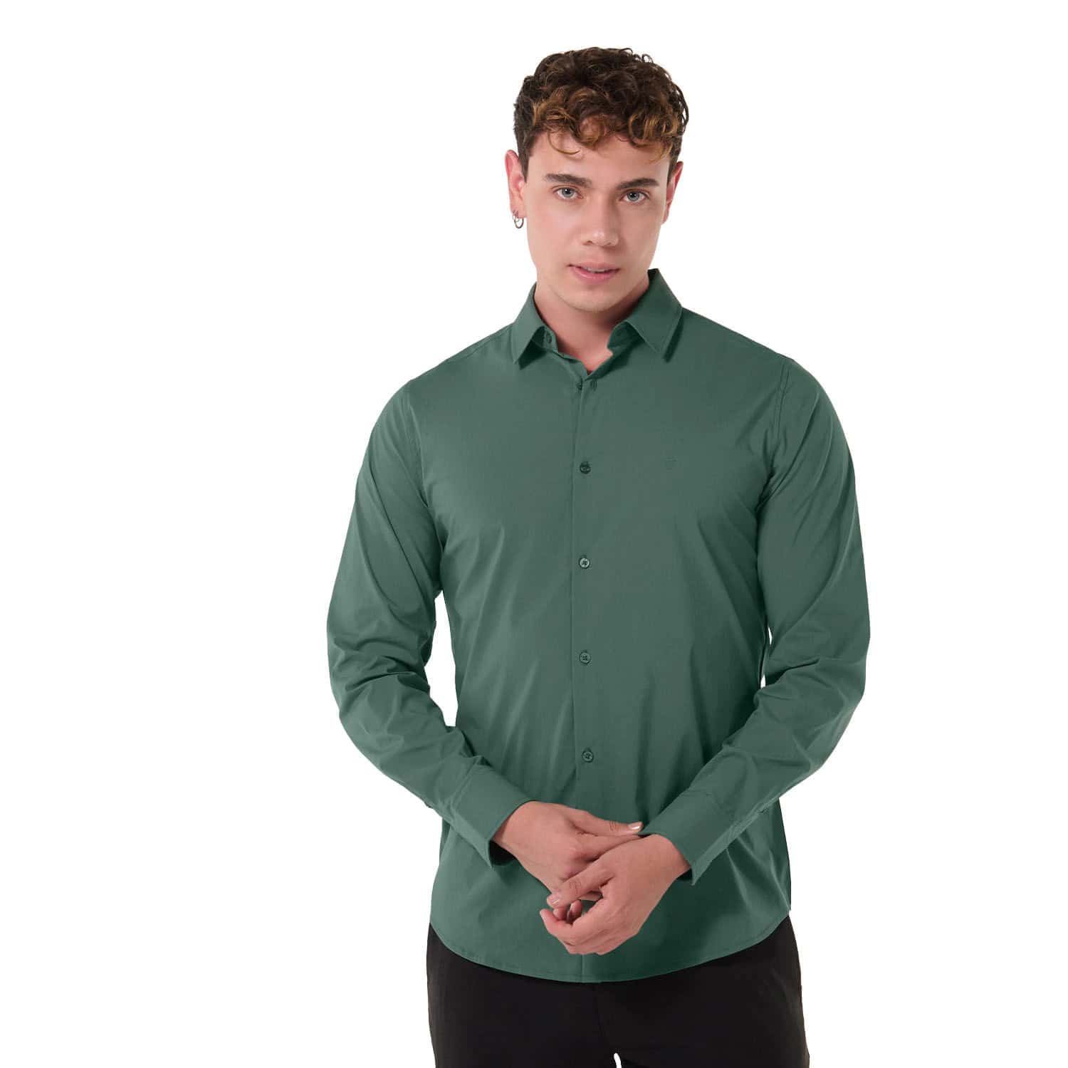 Camisa Manga Larga Bengallina para Hombre Verde